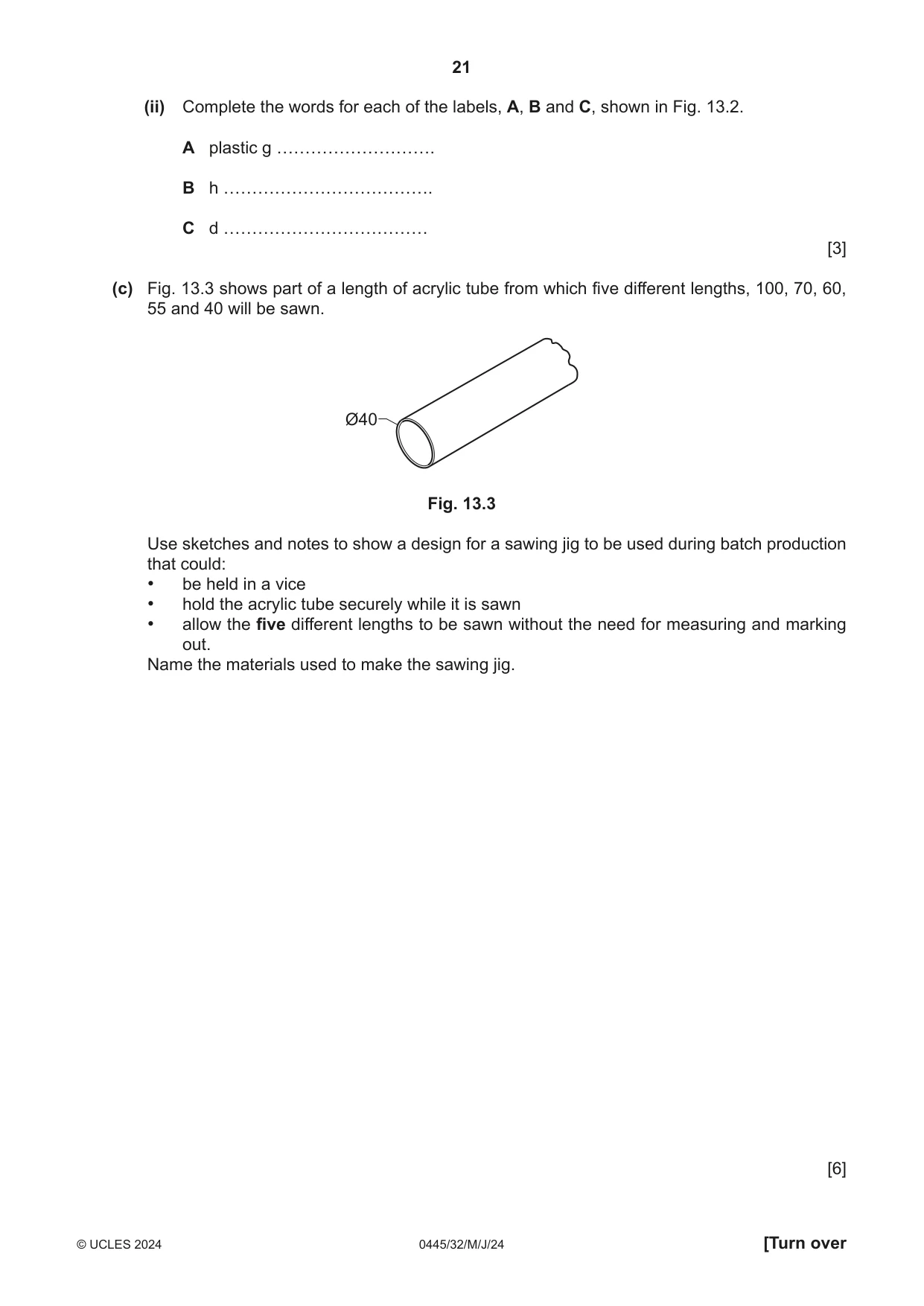 Cambridge IGCSE Design and Technology 0445 2024 May/June Paper 3 · Variant 2 question paper, page 21 of 24
