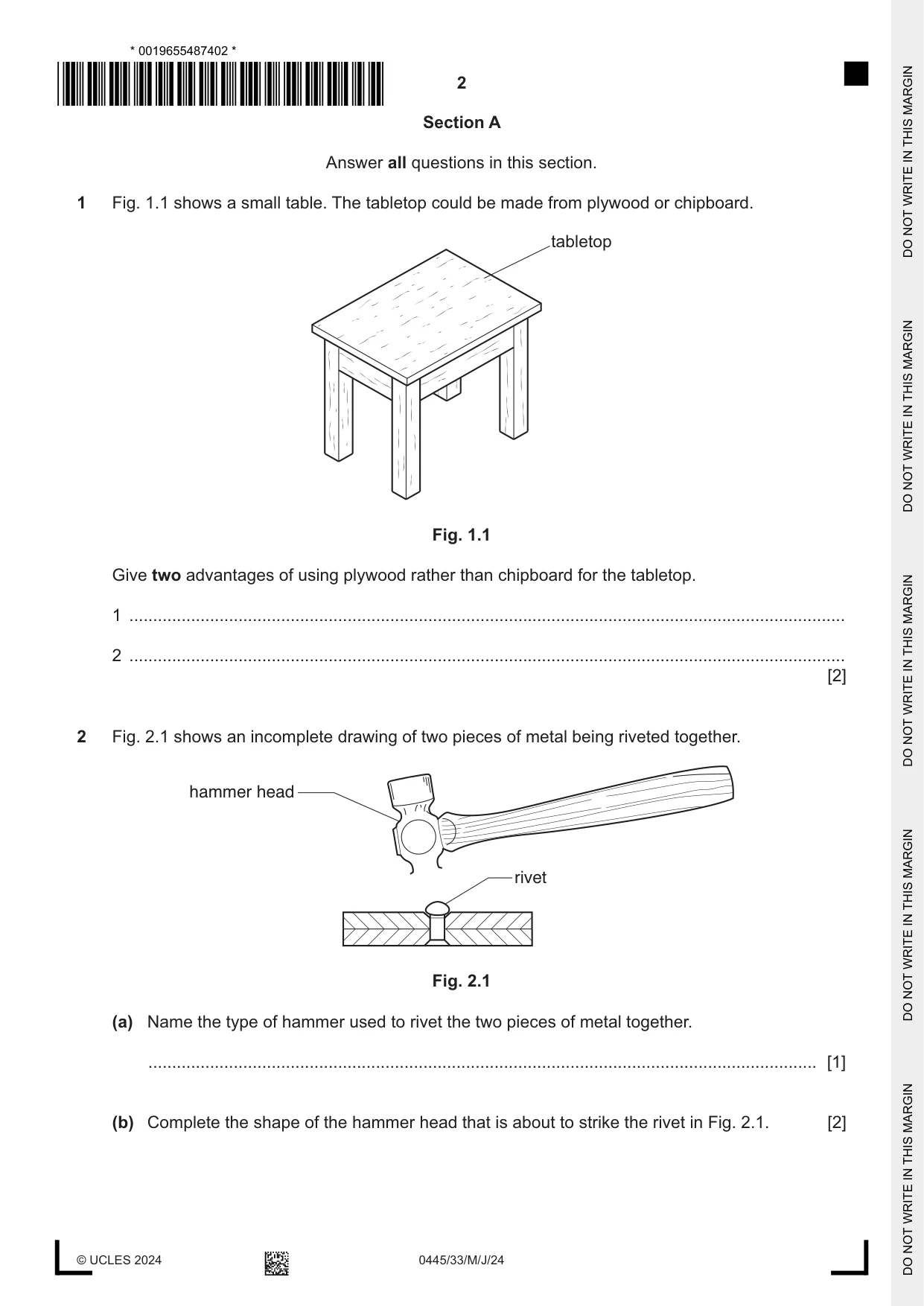 Cambridge IGCSE Design and Technology 0445 2024 May/June Paper 3 · Variant 3 question paper, page 2 of 24