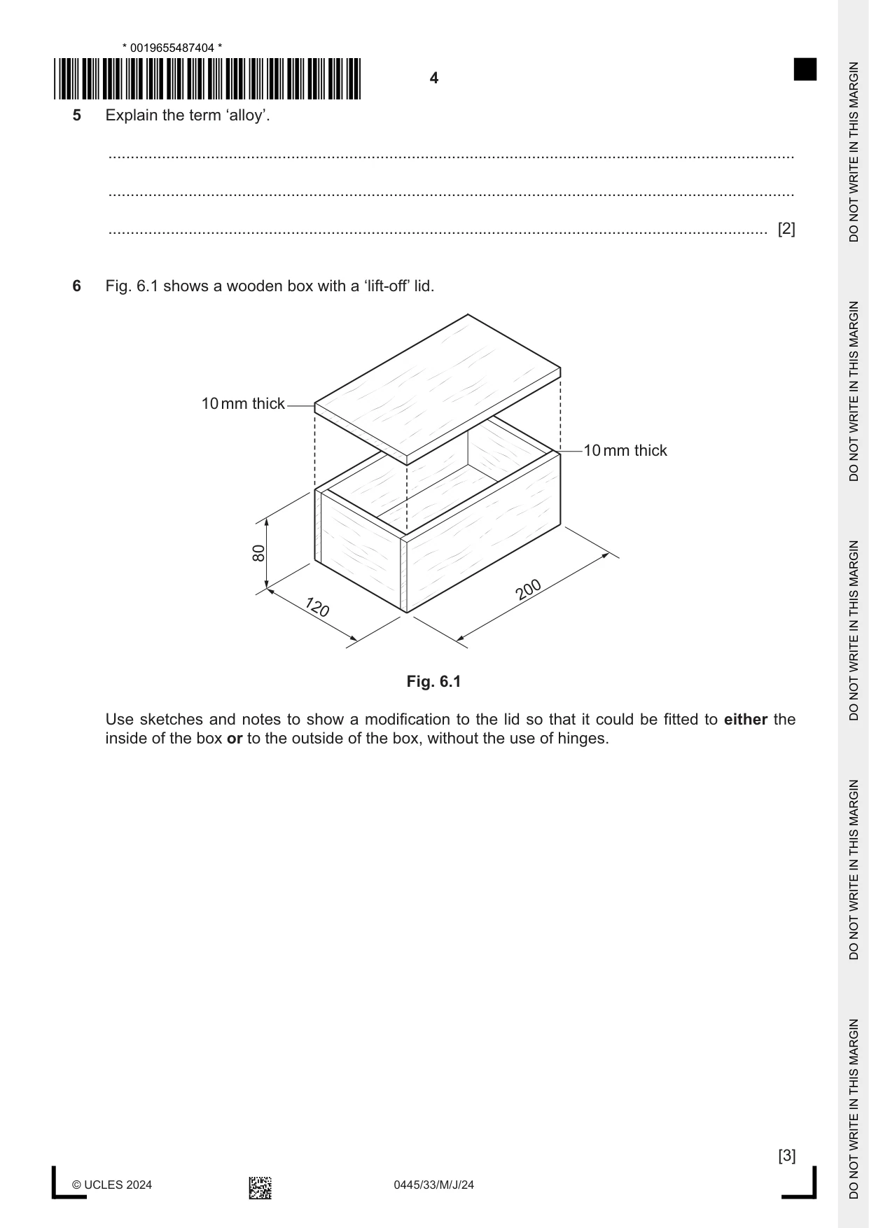 Cambridge IGCSE Design and Technology 0445 2024 May/June Paper 3 · Variant 3 question paper, page 4 of 24