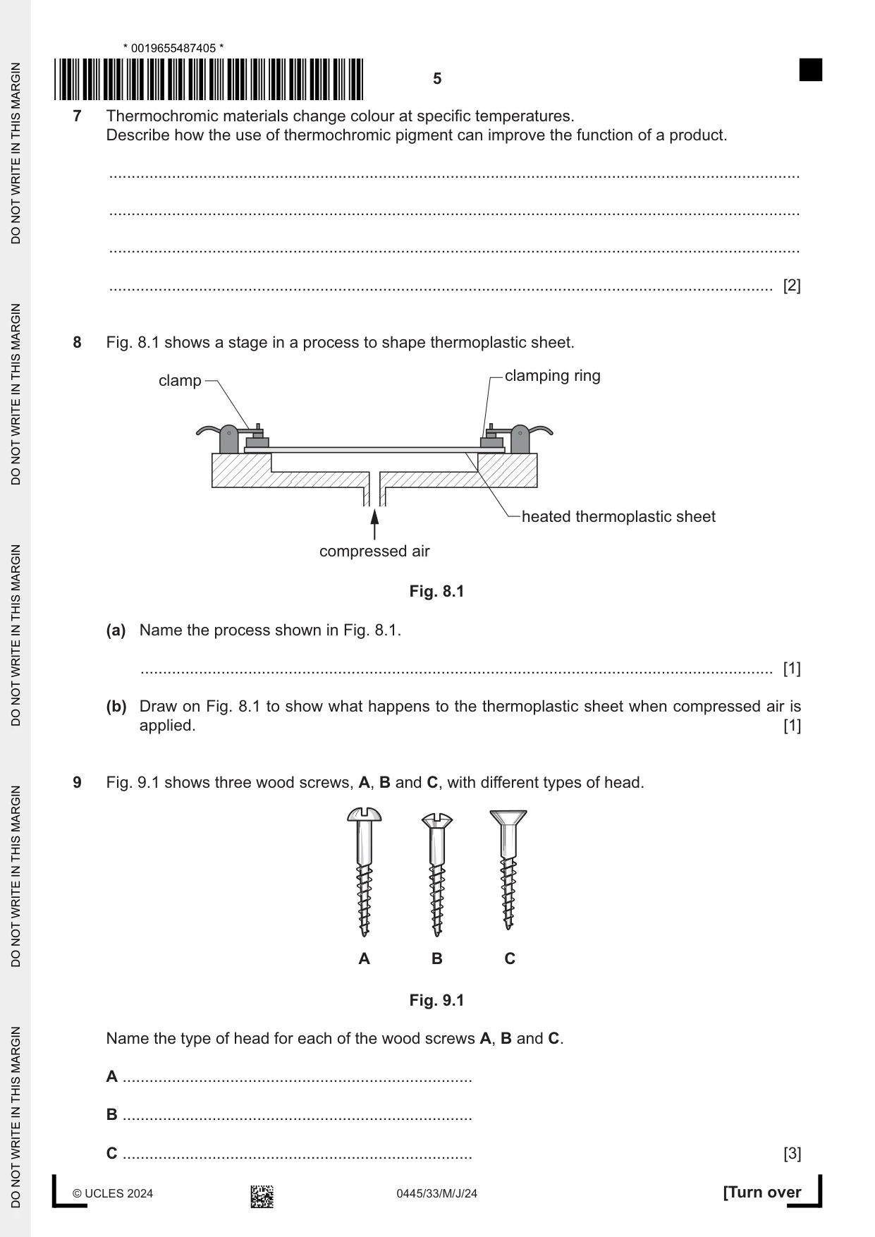 Cambridge IGCSE Design and Technology 0445 2024 May/June Paper 3 · Variant 3 question paper, page 5 of 24
