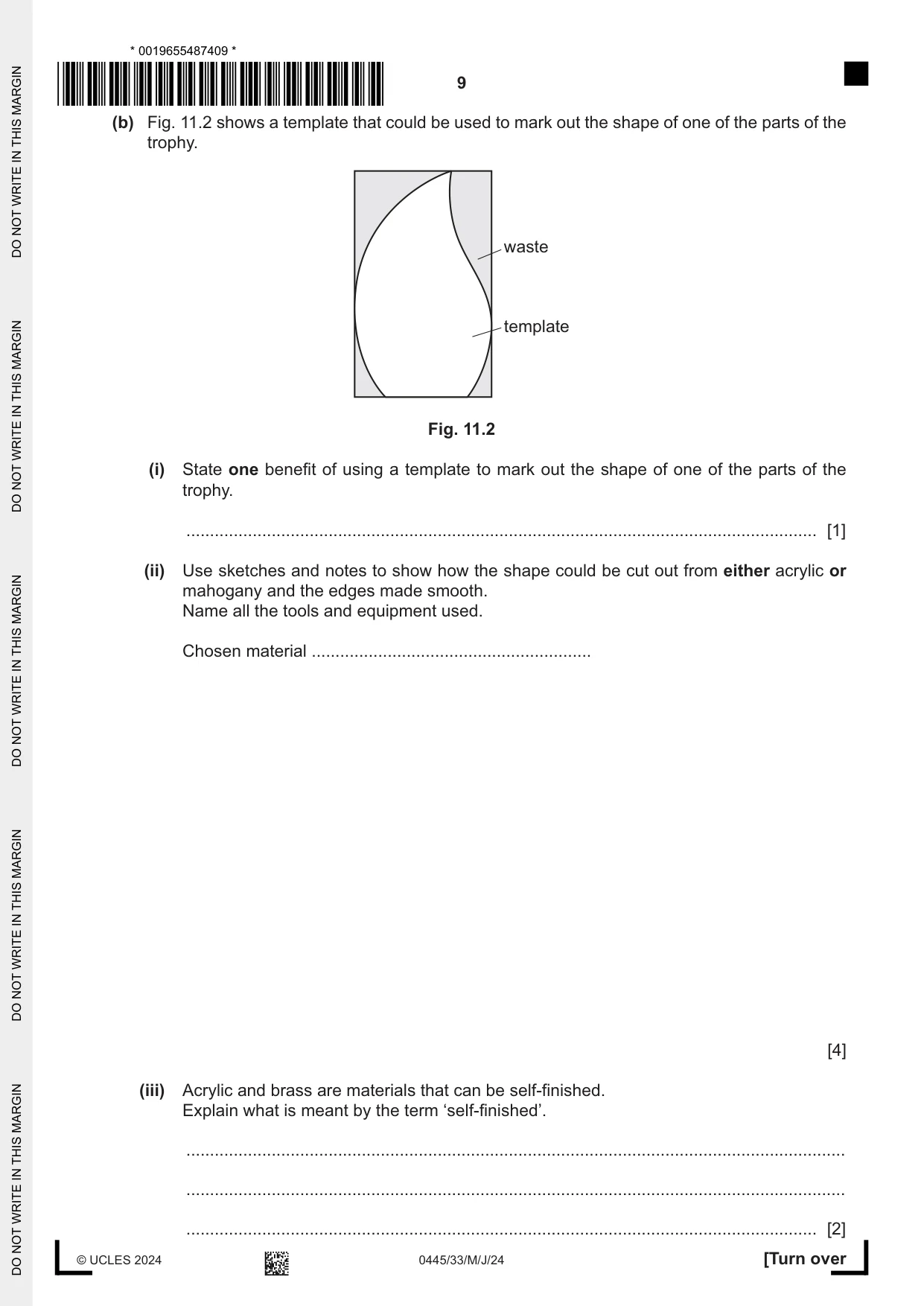 Cambridge IGCSE Design and Technology 0445 2024 May/June Paper 3 · Variant 3 question paper, page 9 of 24