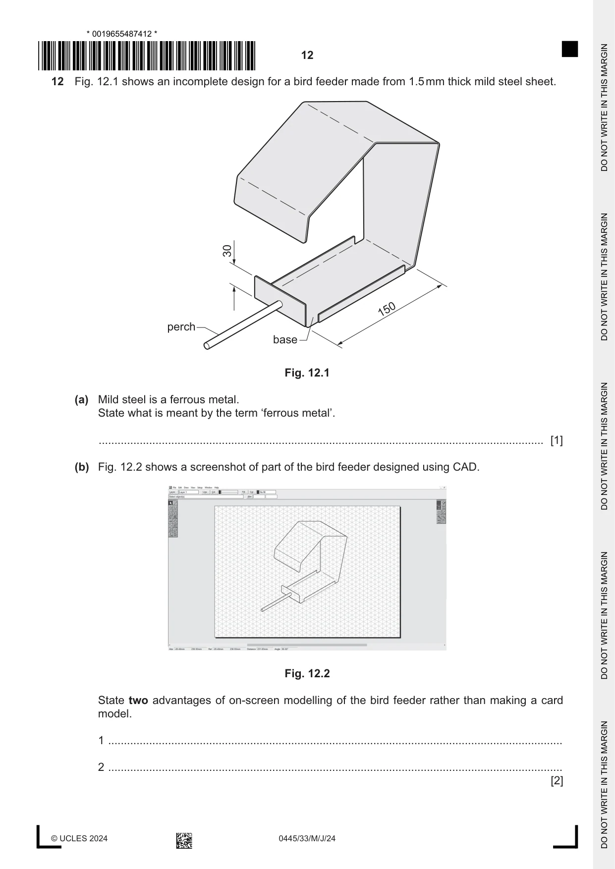 Cambridge IGCSE Design and Technology 0445 2024 May/June Paper 3 · Variant 3 question paper, page 12 of 24