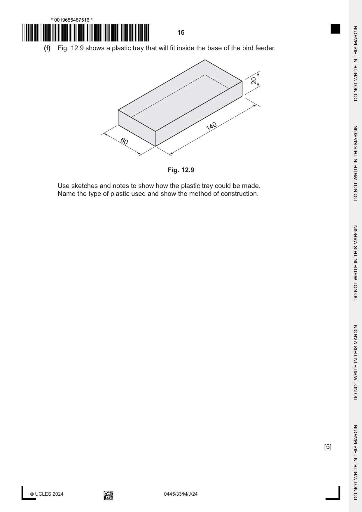 Cambridge IGCSE Design and Technology 0445 2024 May/June Paper 3 · Variant 3 question paper, page 16 of 24
