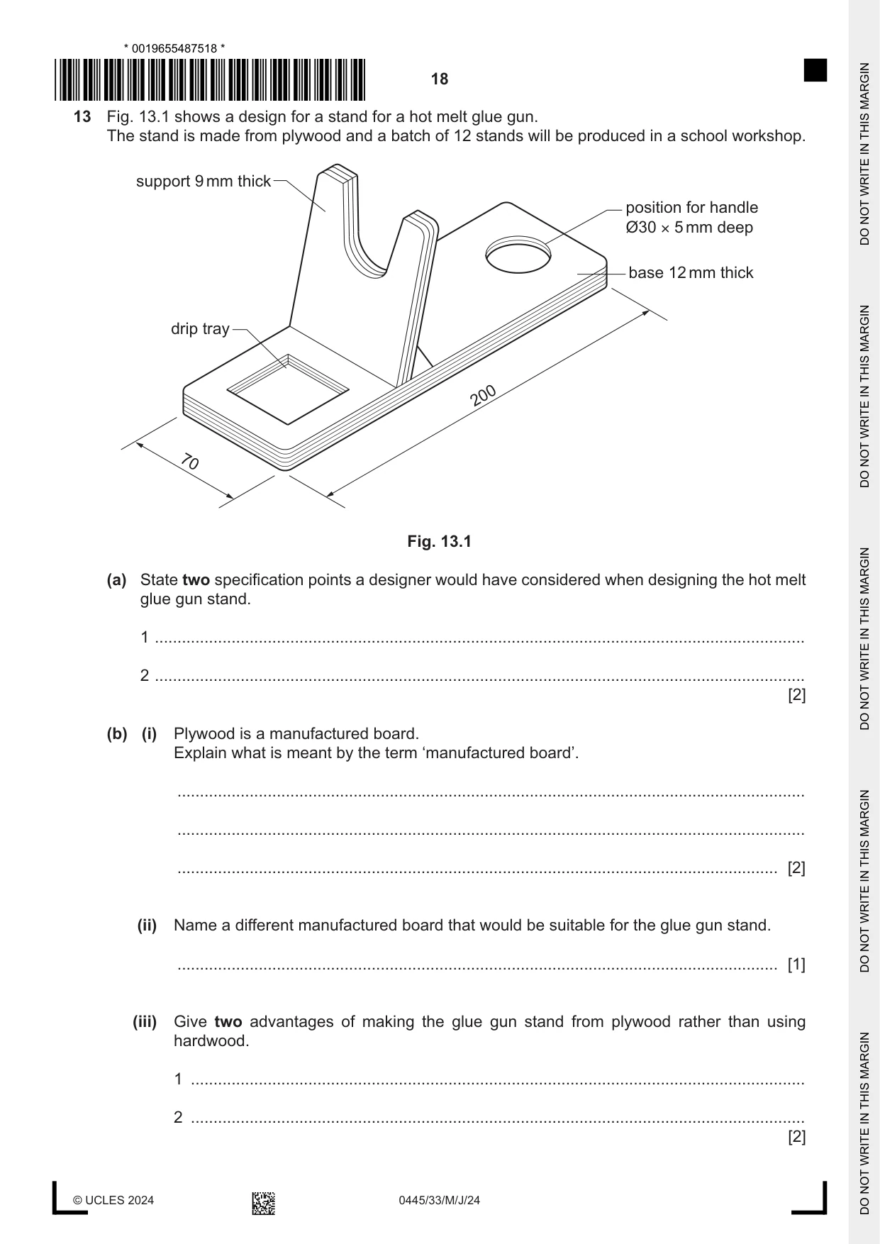 Cambridge IGCSE Design and Technology 0445 2024 May/June Paper 3 · Variant 3 question paper, page 18 of 24
