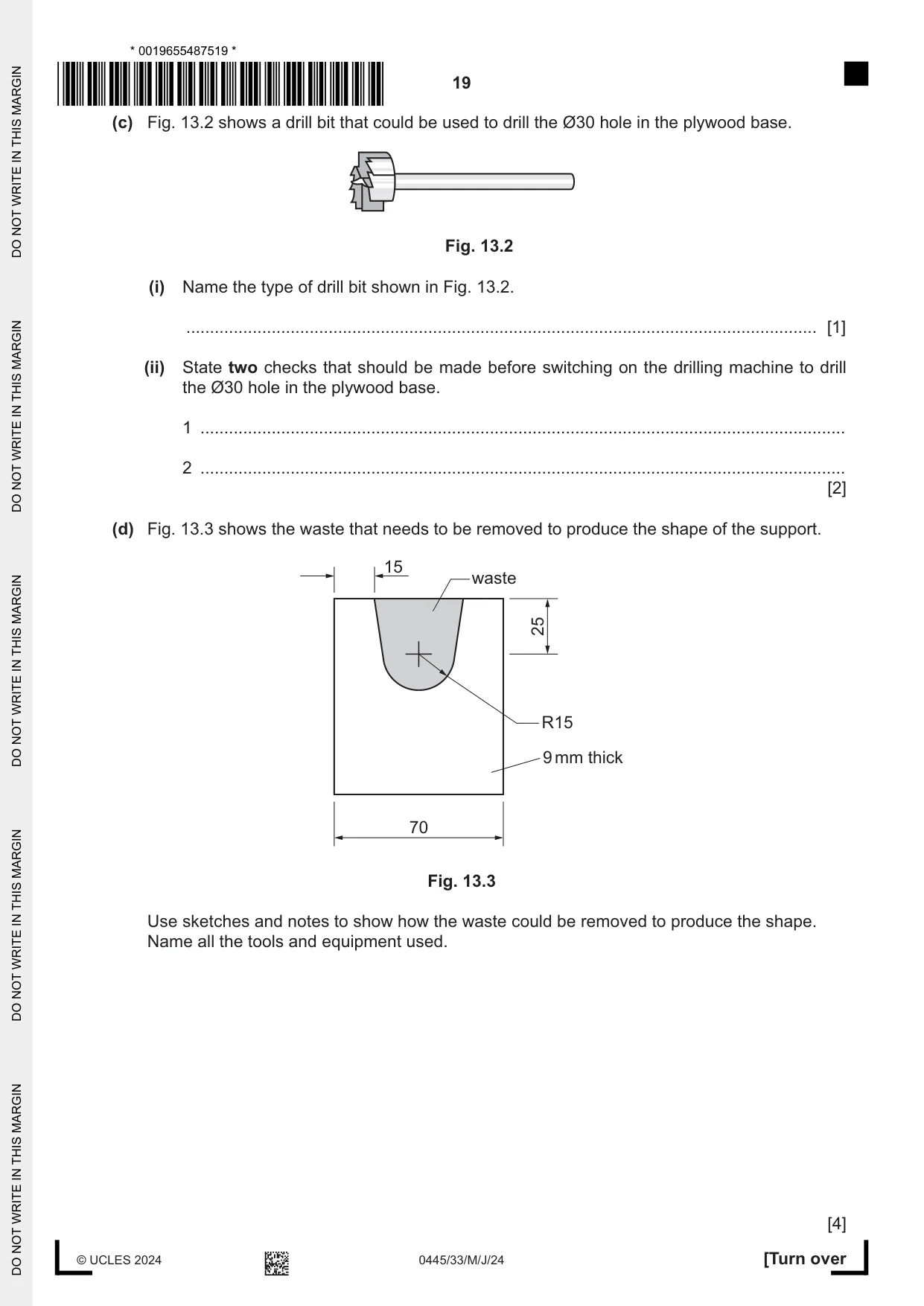 Cambridge IGCSE Design and Technology 0445 2024 May/June Paper 3 · Variant 3 question paper, page 19 of 24