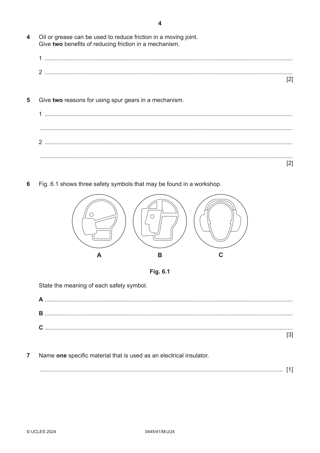 Cambridge IGCSE Design and Technology 0445 2024 May/June Paper 4 · Variant 1 question paper, page 4 of 20