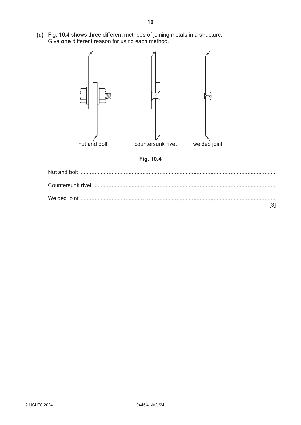 Cambridge IGCSE Design and Technology 0445 2024 May/June Paper 4 · Variant 1 question paper, page 10 of 20