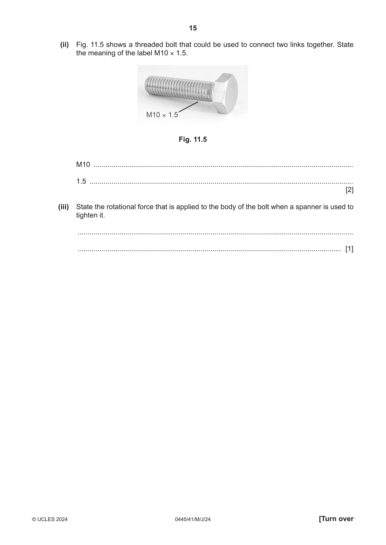 Cambridge IGCSE Design and Technology 0445 2024 May/June Paper 4 · Variant 1 question paper, page 15 of 20