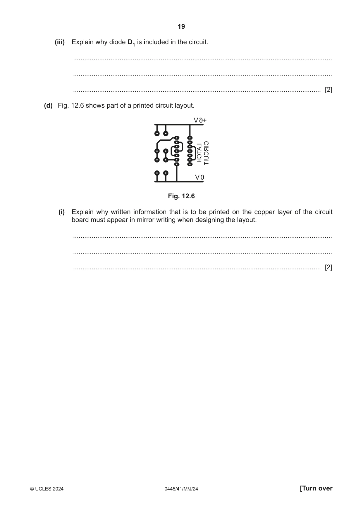 Cambridge IGCSE Design and Technology 0445 2024 May/June Paper 4 · Variant 1 question paper, page 19 of 20