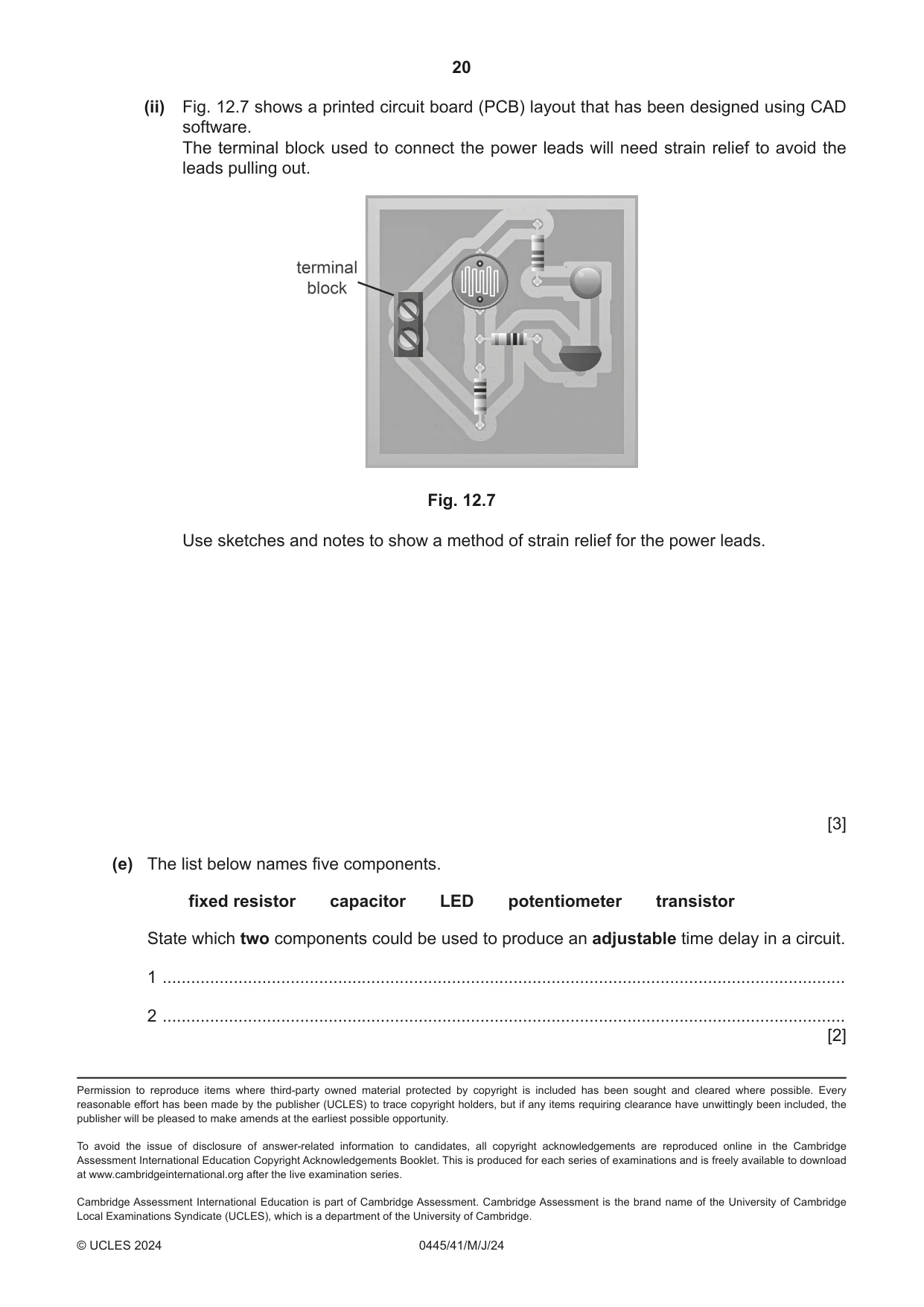 Cambridge IGCSE Design and Technology 0445 2024 May/June Paper 4 · Variant 1 question paper, page 20 of 20