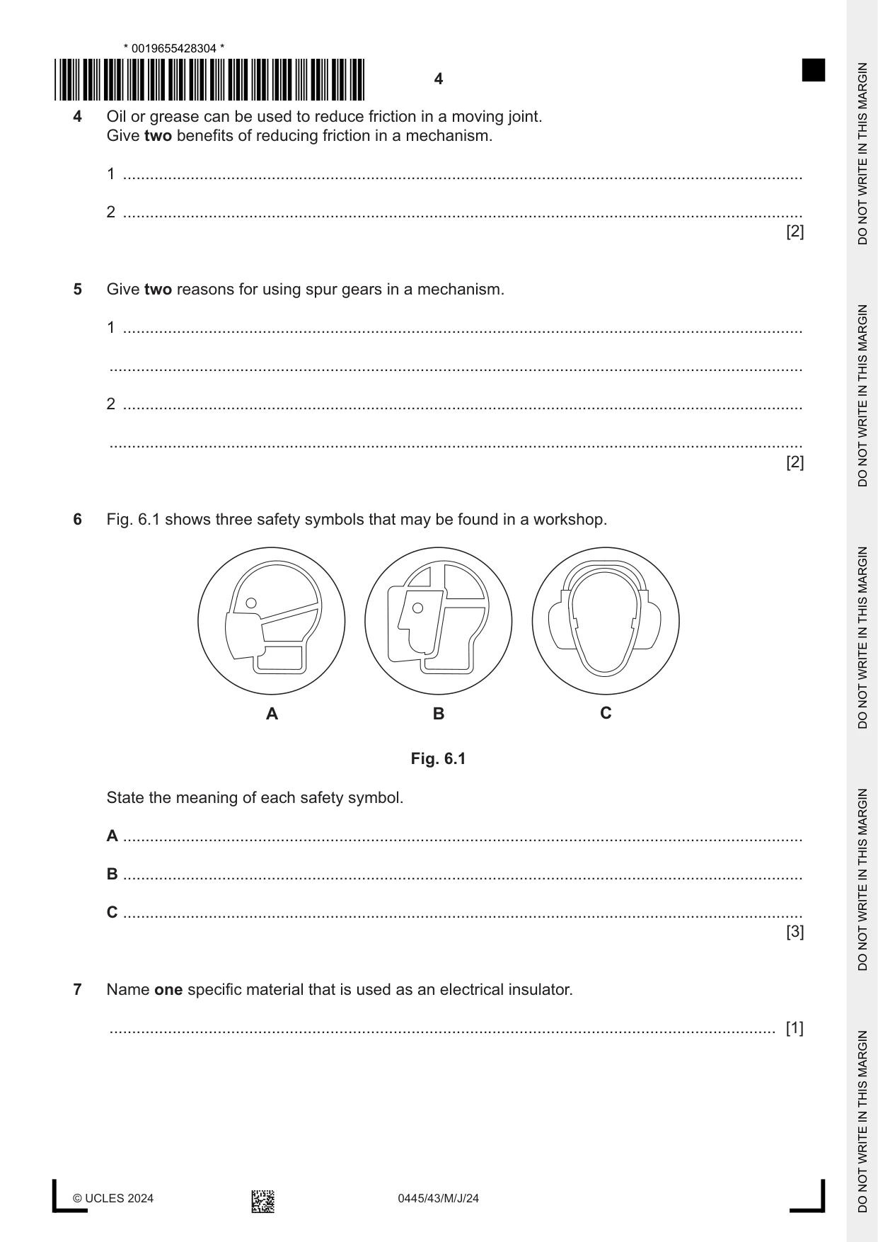 Cambridge IGCSE Design and Technology 0445 2024 May/June Paper 4 · Variant 3 question paper, page 4 of 20