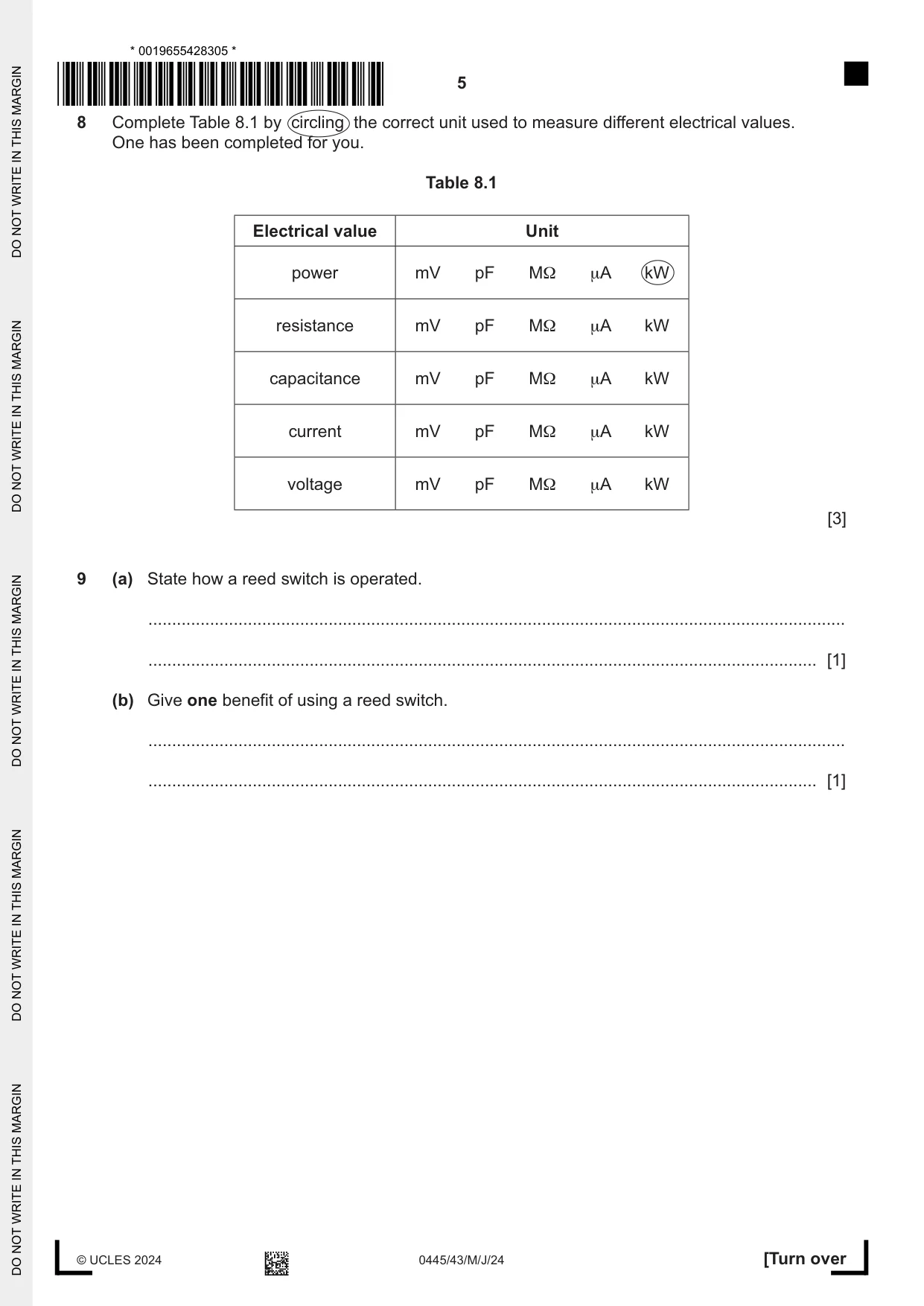 Cambridge IGCSE Design and Technology 0445 2024 May/June Paper 4 · Variant 3 question paper, page 5 of 20