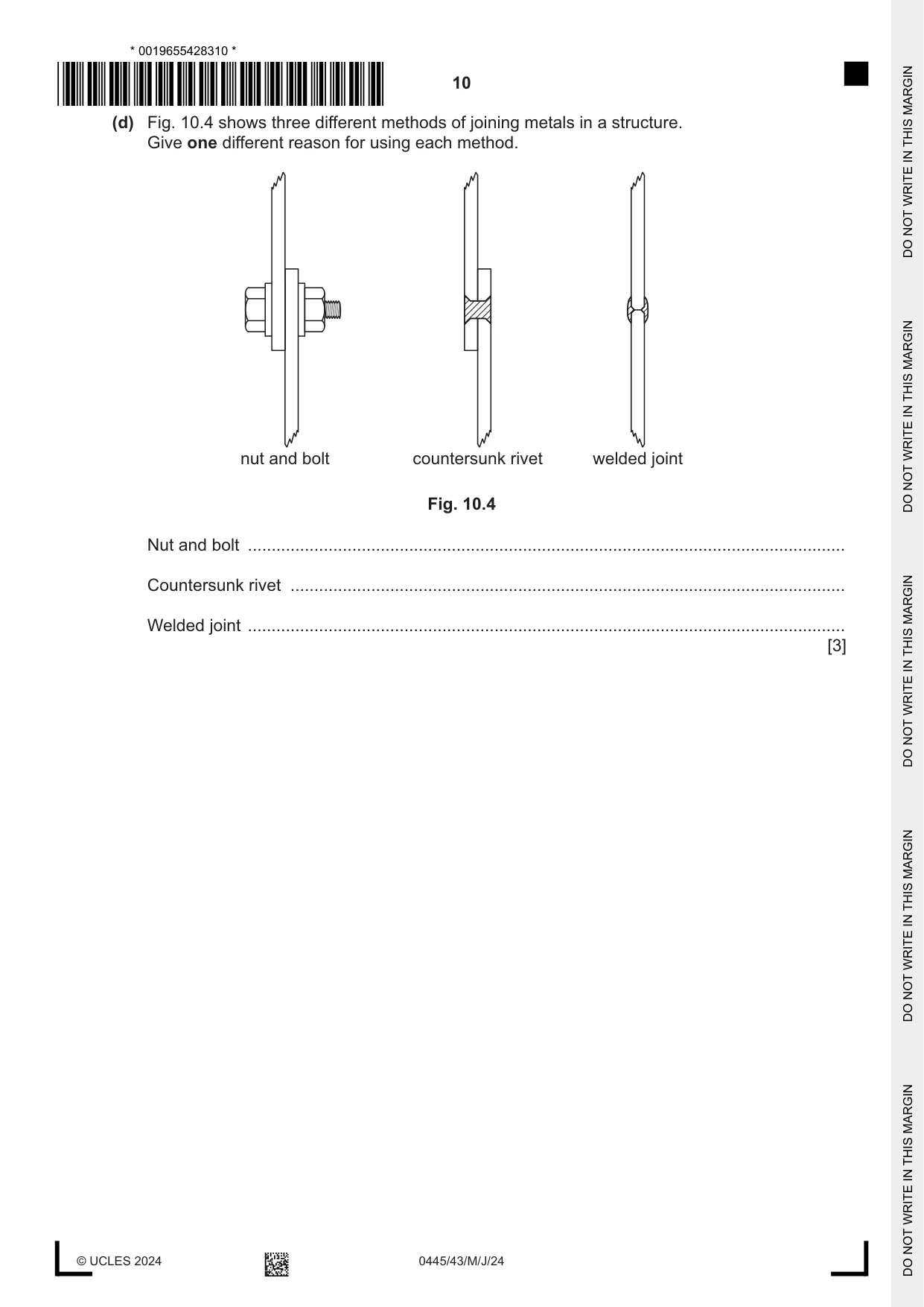 Cambridge IGCSE Design and Technology 0445 2024 May/June Paper 4 · Variant 3 question paper, page 10 of 20