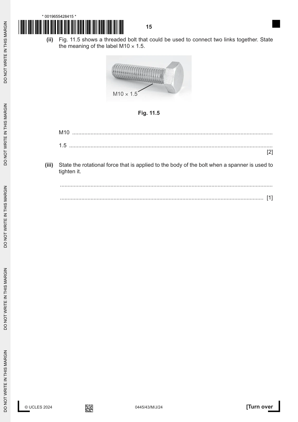 Cambridge IGCSE Design and Technology 0445 2024 May/June Paper 4 · Variant 3 question paper, page 15 of 20