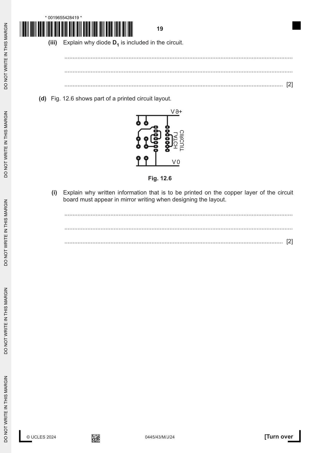 Cambridge IGCSE Design and Technology 0445 2024 May/June Paper 4 · Variant 3 question paper, page 19 of 20
