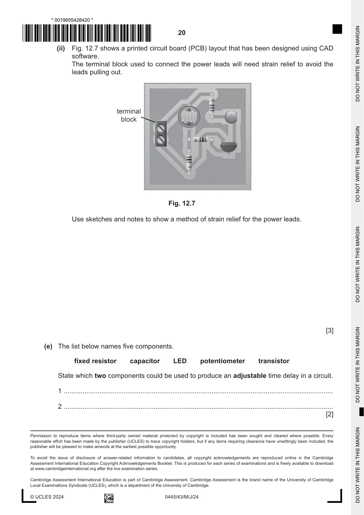 Cambridge IGCSE Design and Technology 0445 2024 May/June Paper 4 · Variant 3 question paper, page 20 of 20