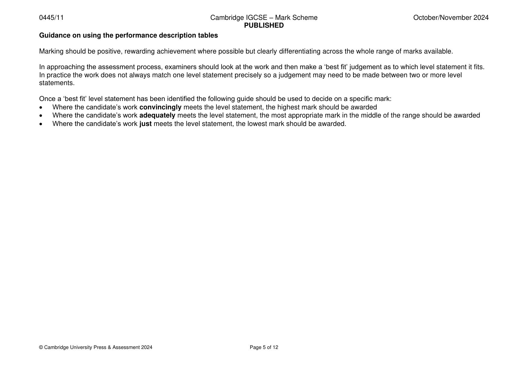 Mark scheme, page 5 of 12