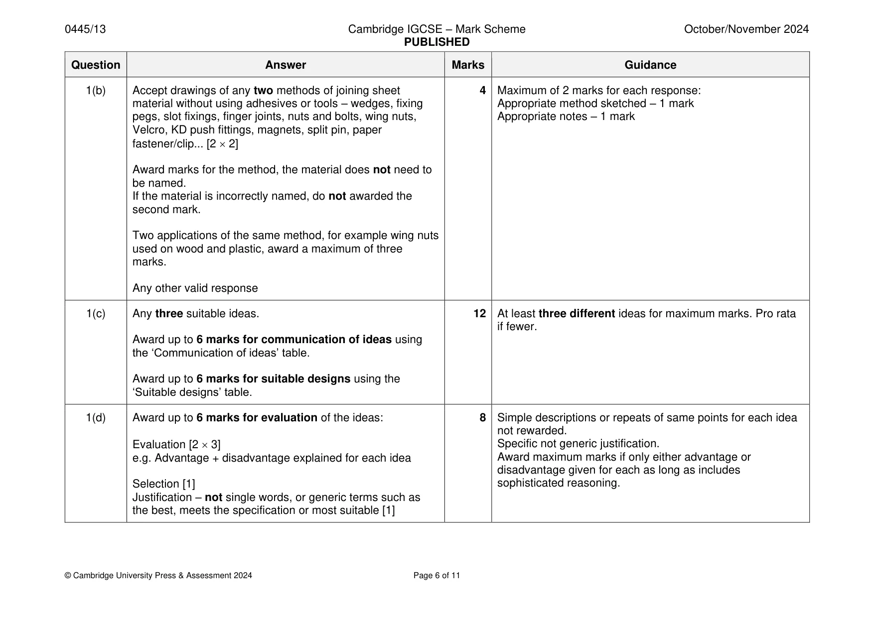 Mark scheme, page 6 of 11