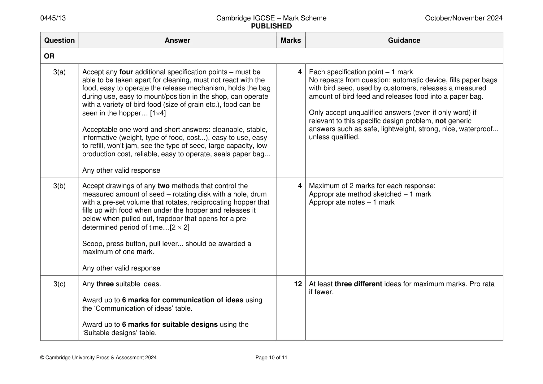Mark scheme, page 10 of 11