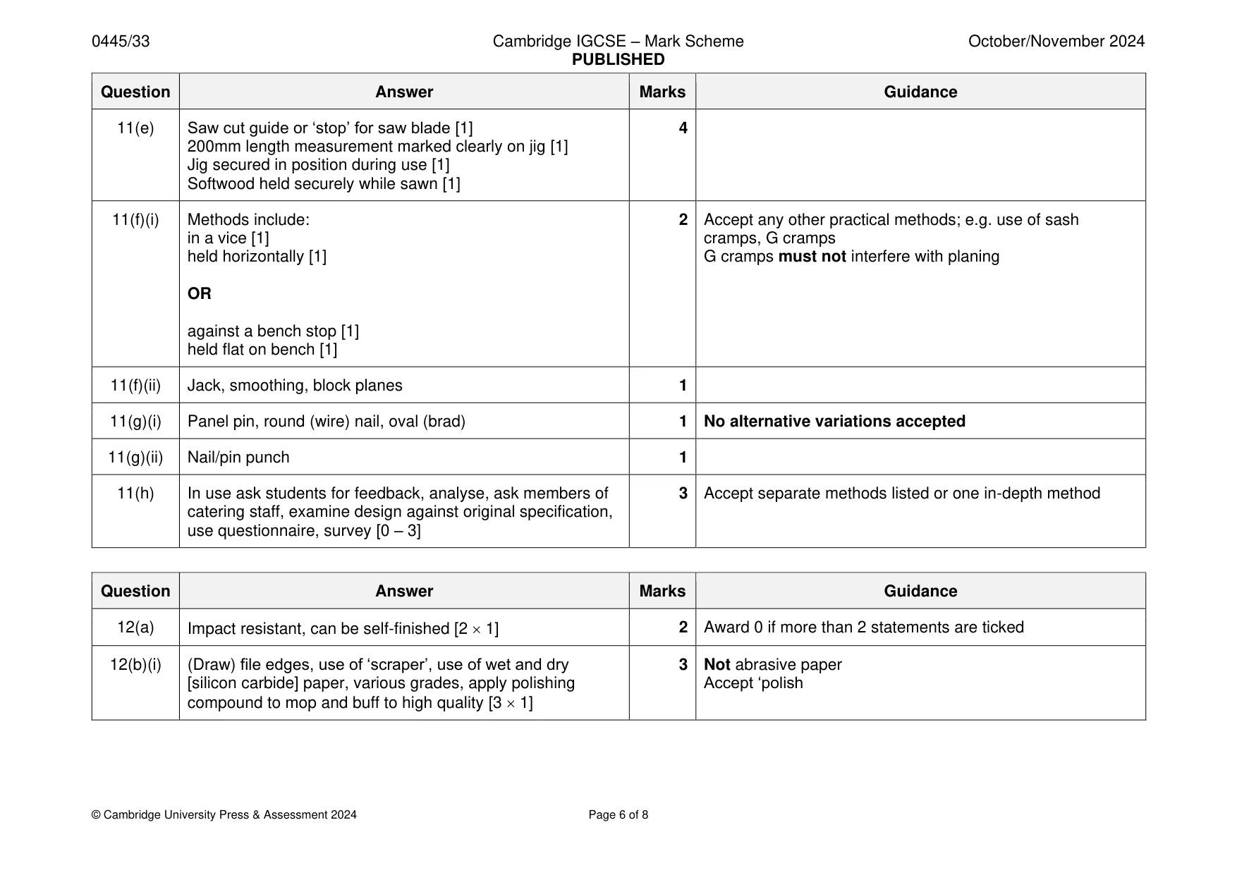 Mark scheme, page 6 of 8