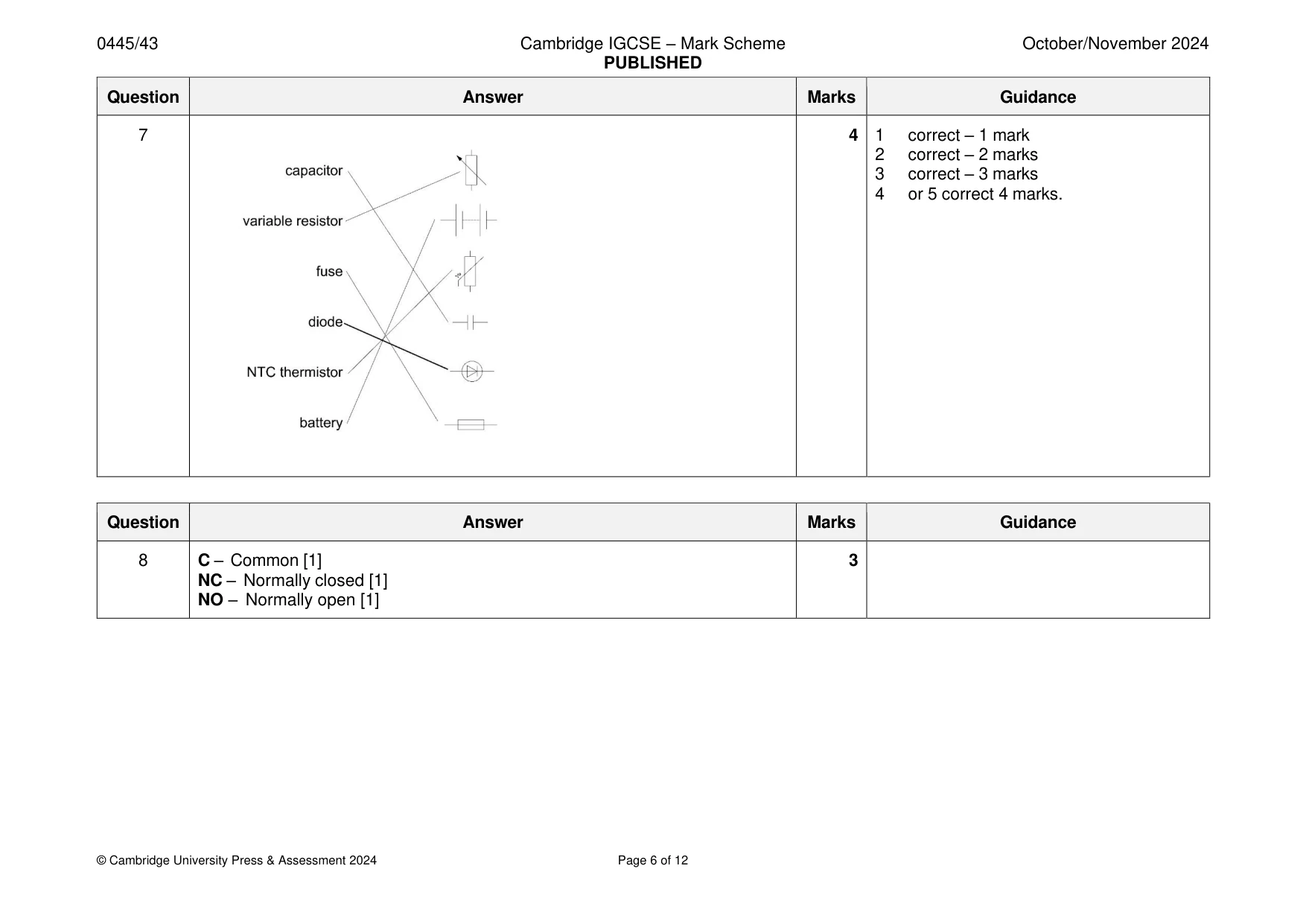 Mark scheme, page 6 of 12
