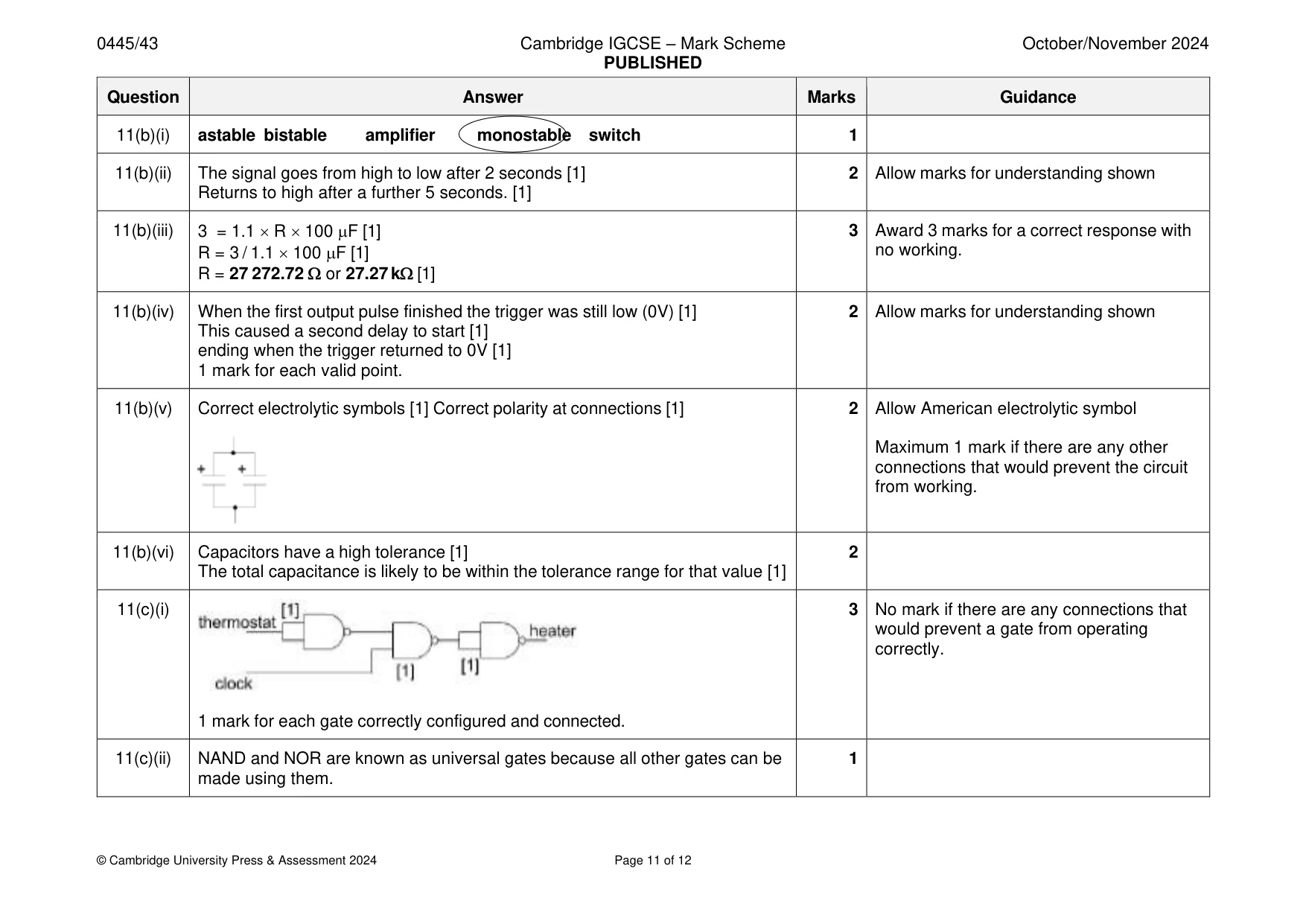 Mark scheme, page 11 of 12