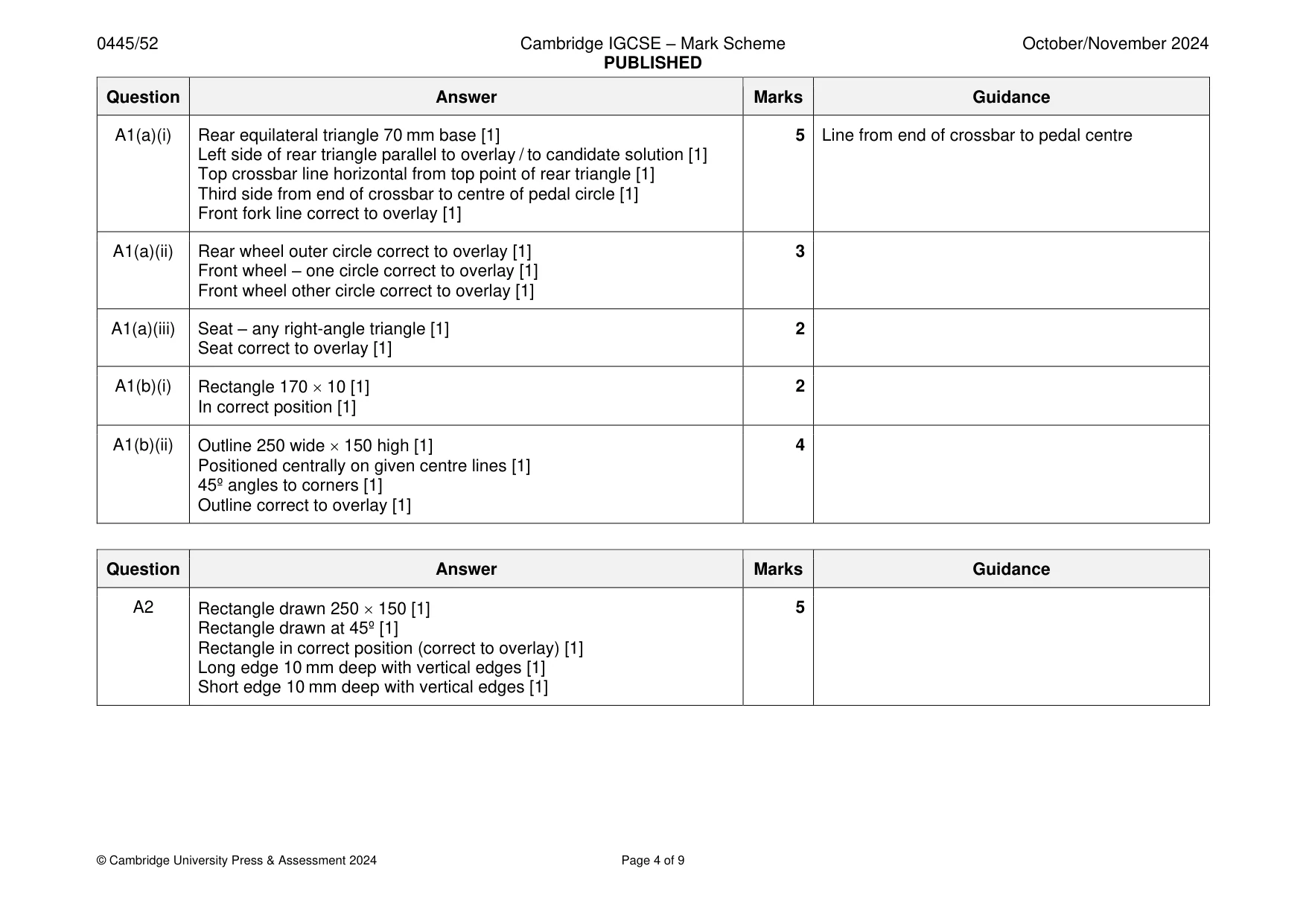 Mark scheme, page 4 of 9