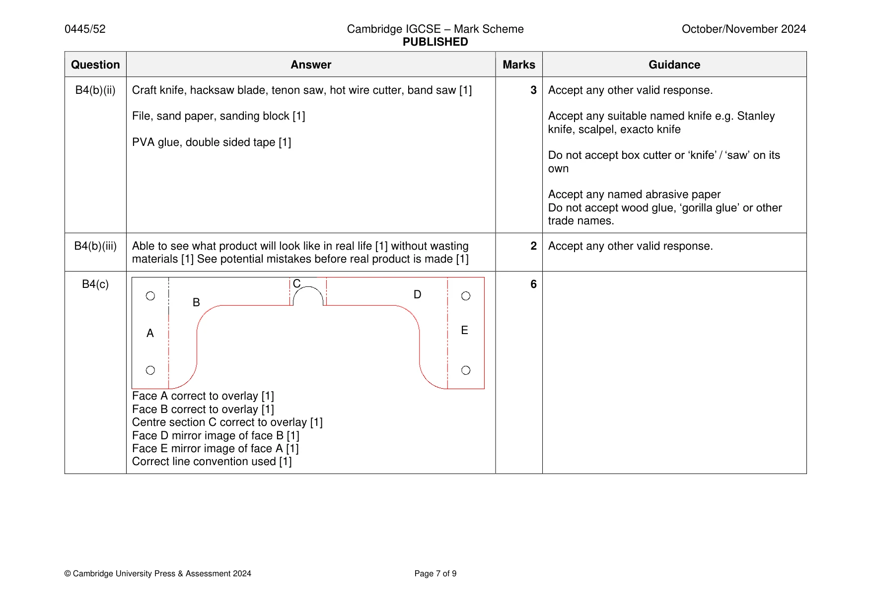 Mark scheme, page 7 of 9