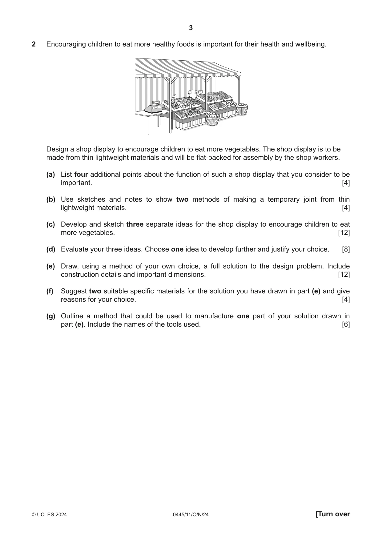 Cambridge IGCSE Design and Technology 0445 2024 Oct/Nov Paper 1 · Variant 1 question paper, page 3 of 4