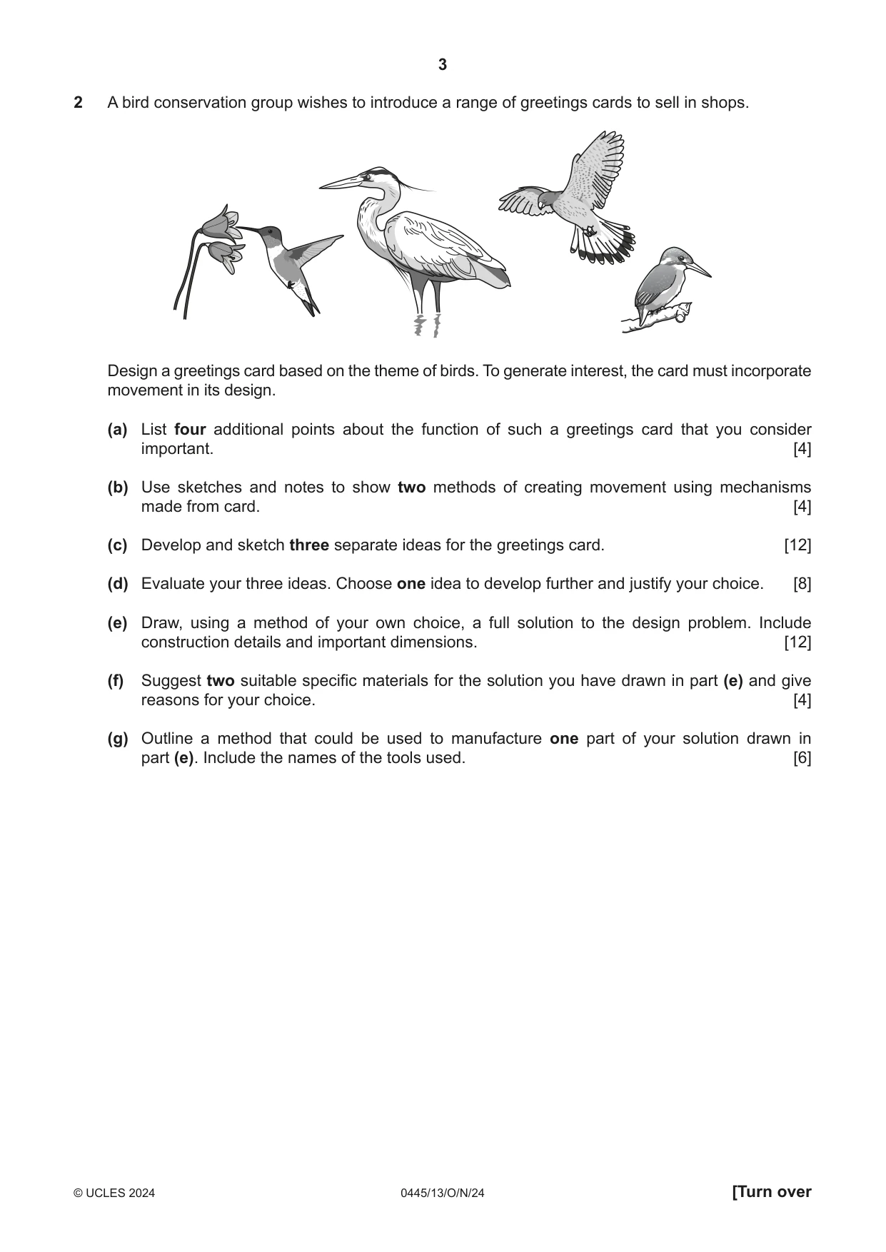 Cambridge IGCSE Design and Technology 0445 2024 Oct/Nov Paper 1 · Variant 3 question paper, page 3 of 4