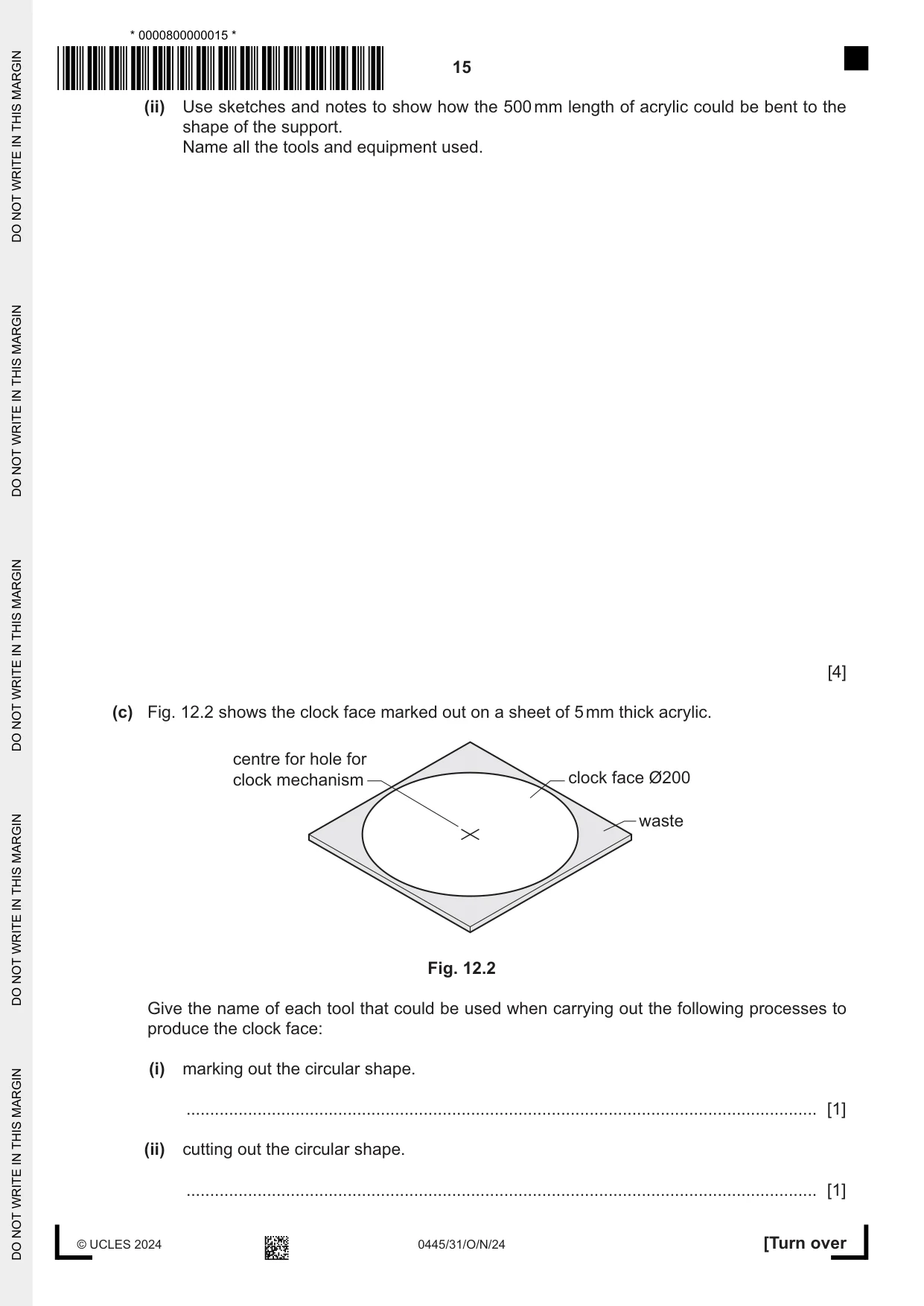 Cambridge IGCSE Design and Technology 0445 2024 Oct/Nov Paper 3 · Variant 1 question paper, page 15 of 24
