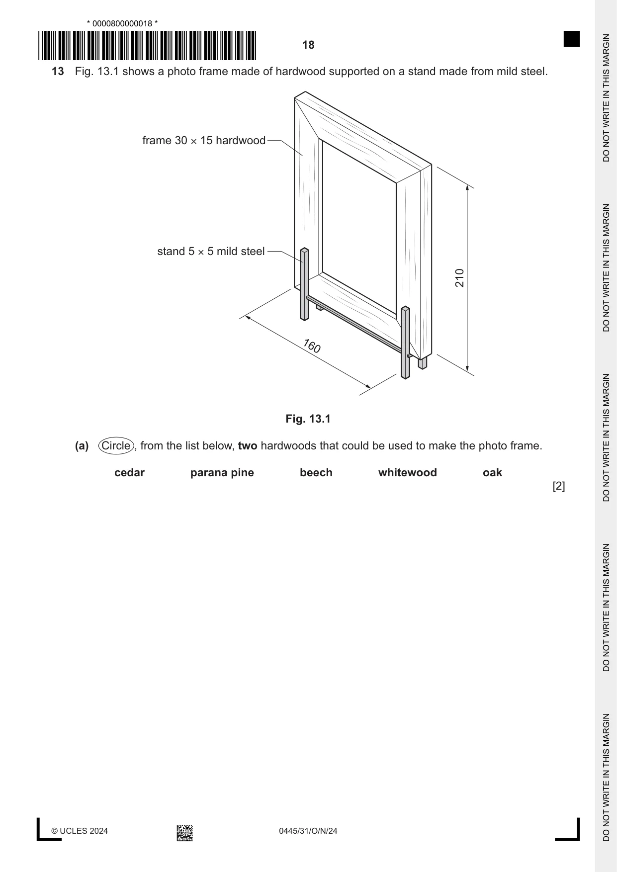 Cambridge IGCSE Design and Technology 0445 2024 Oct/Nov Paper 3 · Variant 1 question paper, page 18 of 24