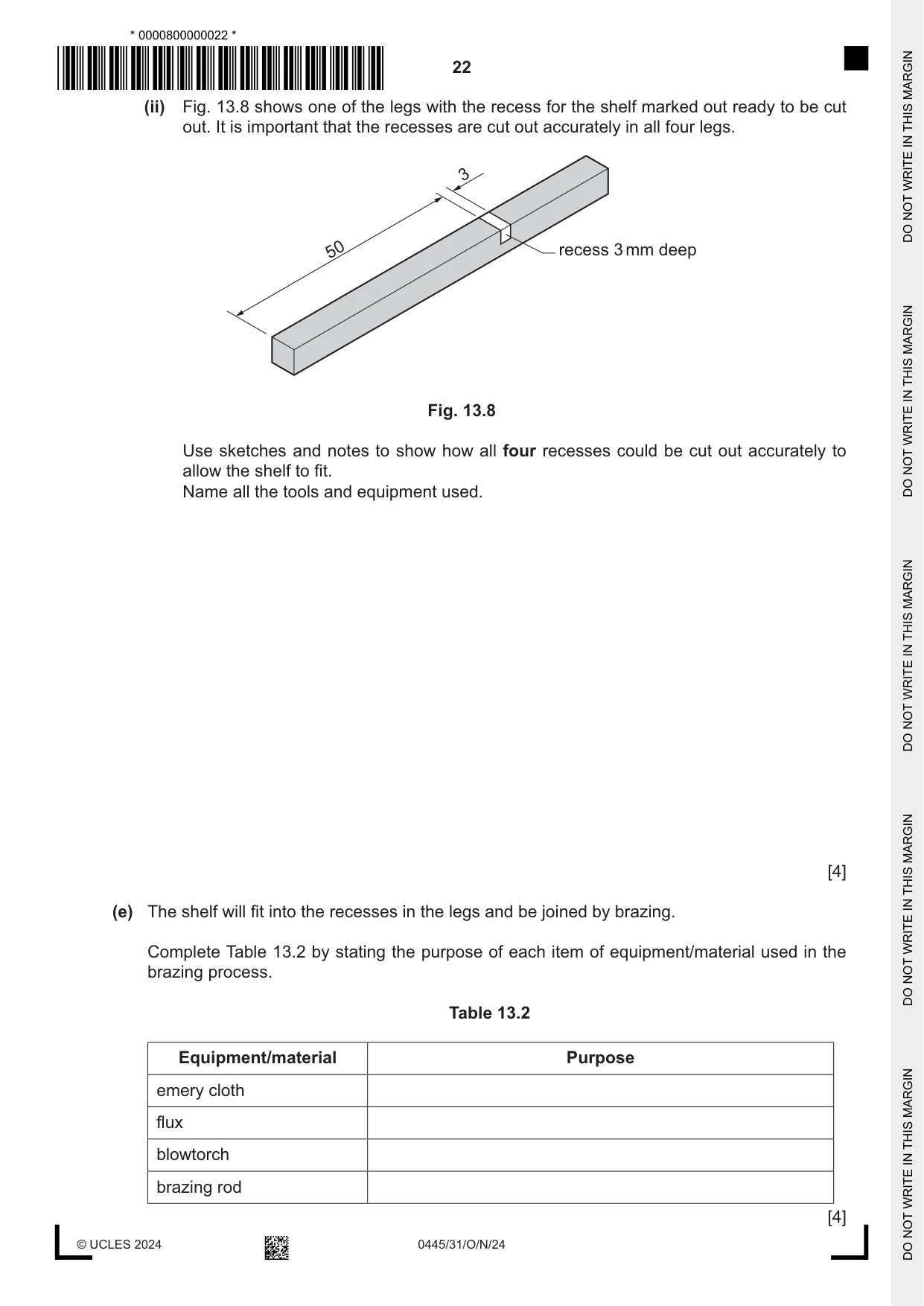 Cambridge IGCSE Design and Technology 0445 2024 Oct/Nov Paper 3 · Variant 1 question paper, page 22 of 24