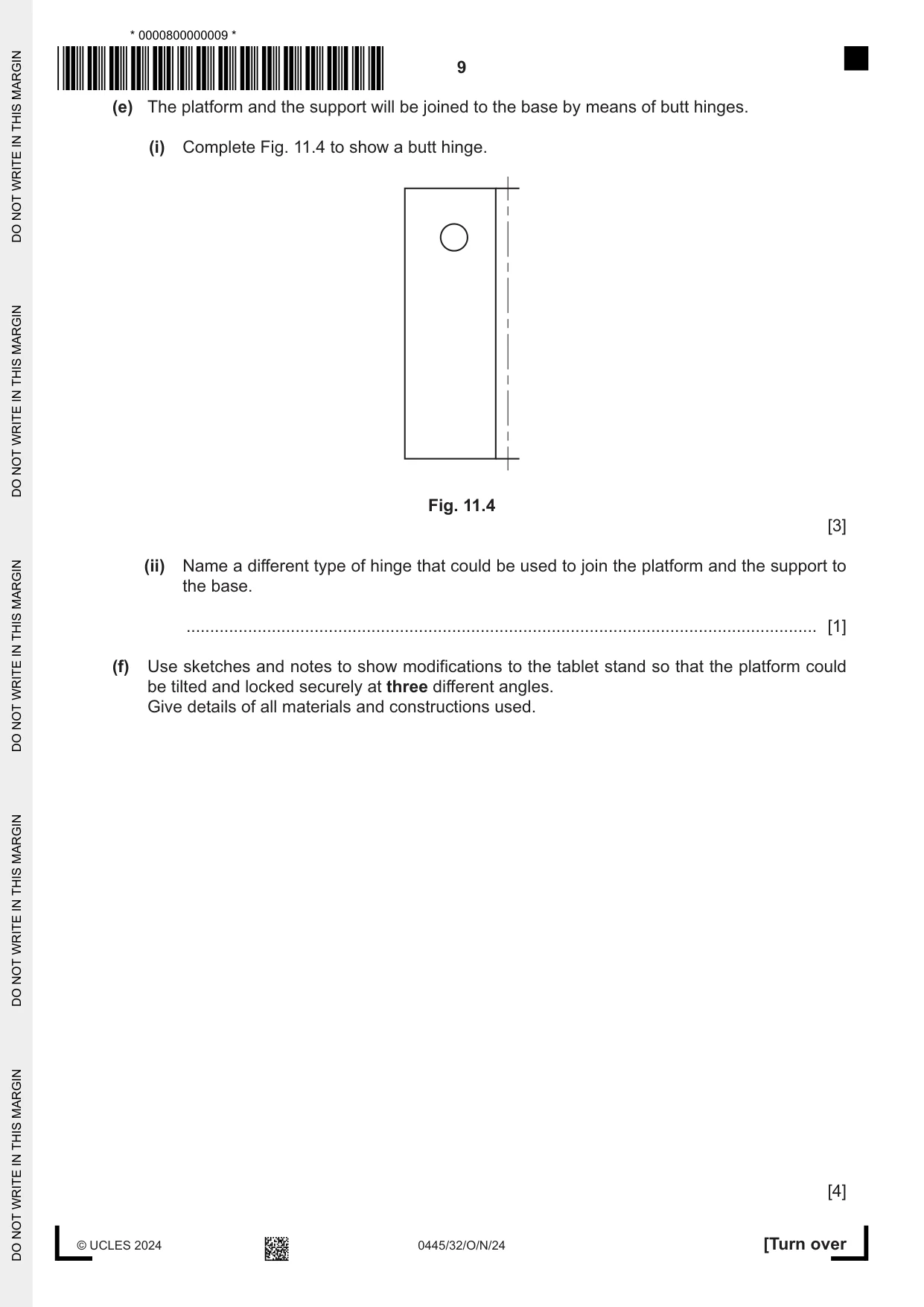Cambridge IGCSE Design and Technology 0445 2024 Oct/Nov Paper 3 · Variant 2 question paper, page 9 of 24