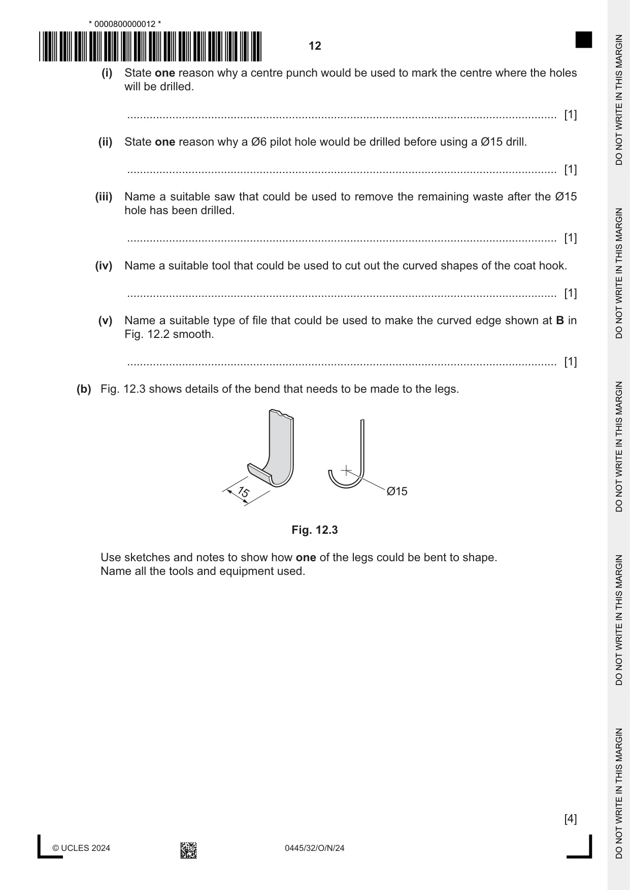 Cambridge IGCSE Design and Technology 0445 2024 Oct/Nov Paper 3 · Variant 2 question paper, page 12 of 24