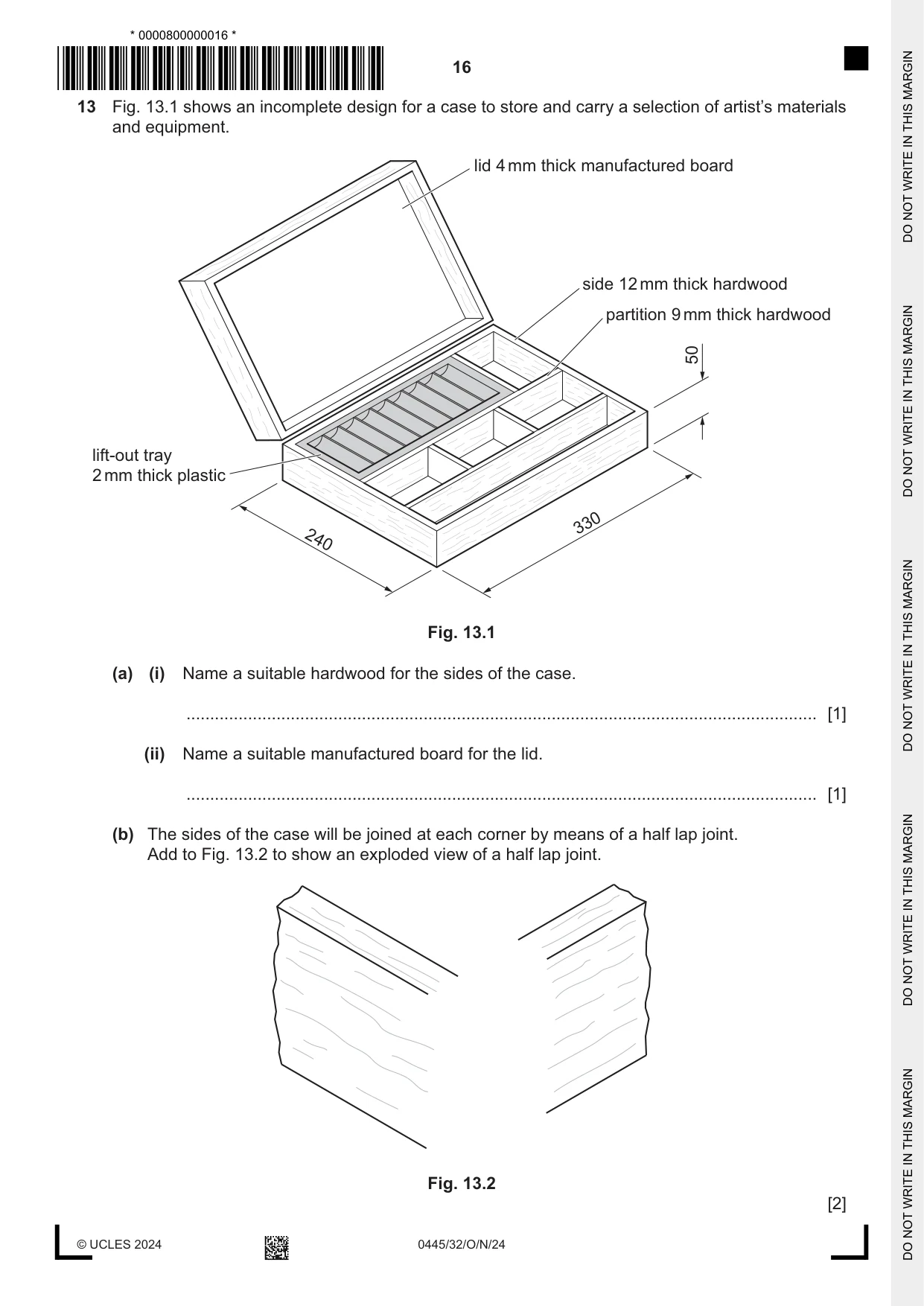 Cambridge IGCSE Design and Technology 0445 2024 Oct/Nov Paper 3 · Variant 2 question paper, page 16 of 24