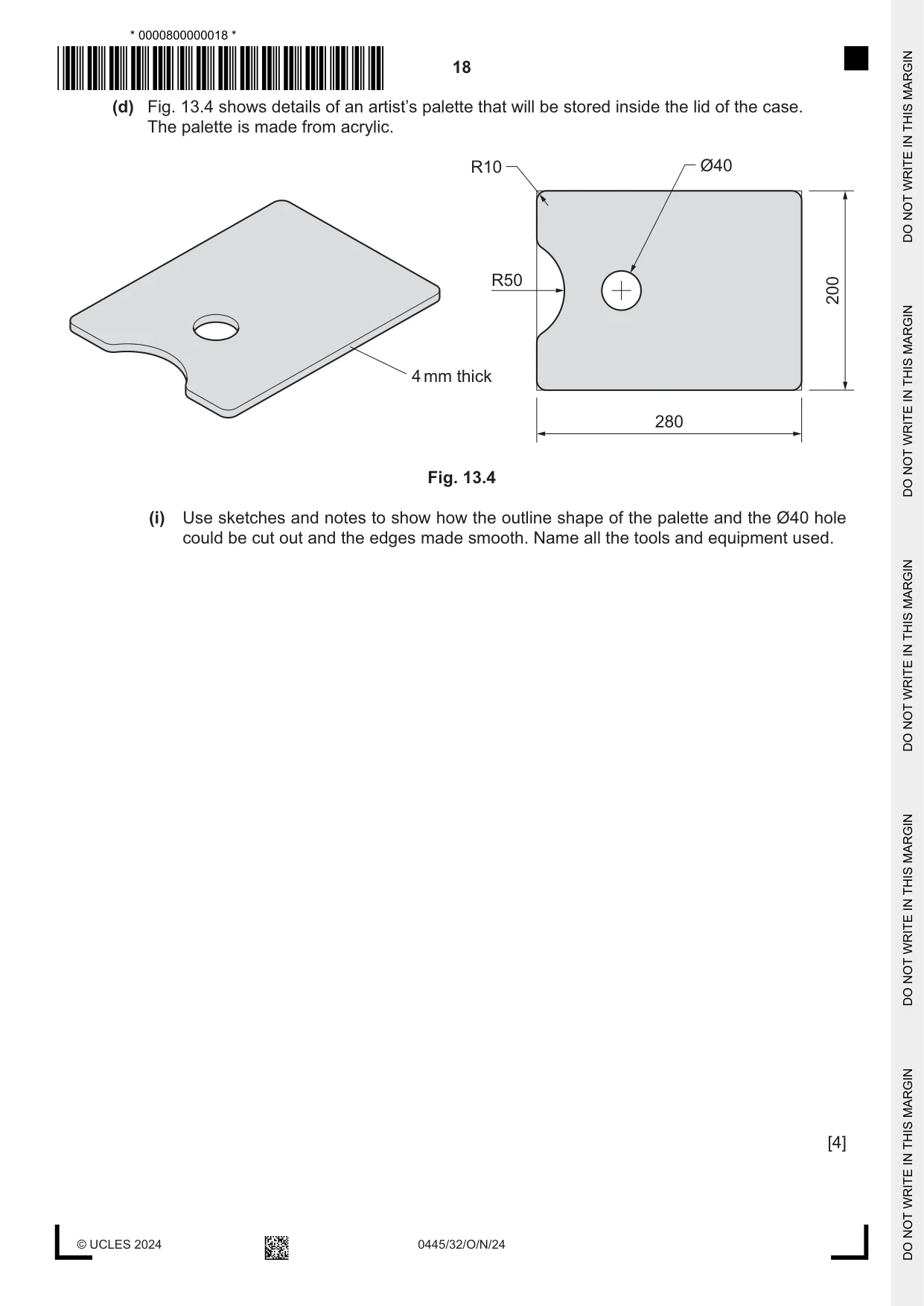 Cambridge IGCSE Design and Technology 0445 2024 Oct/Nov Paper 3 · Variant 2 question paper, page 18 of 24