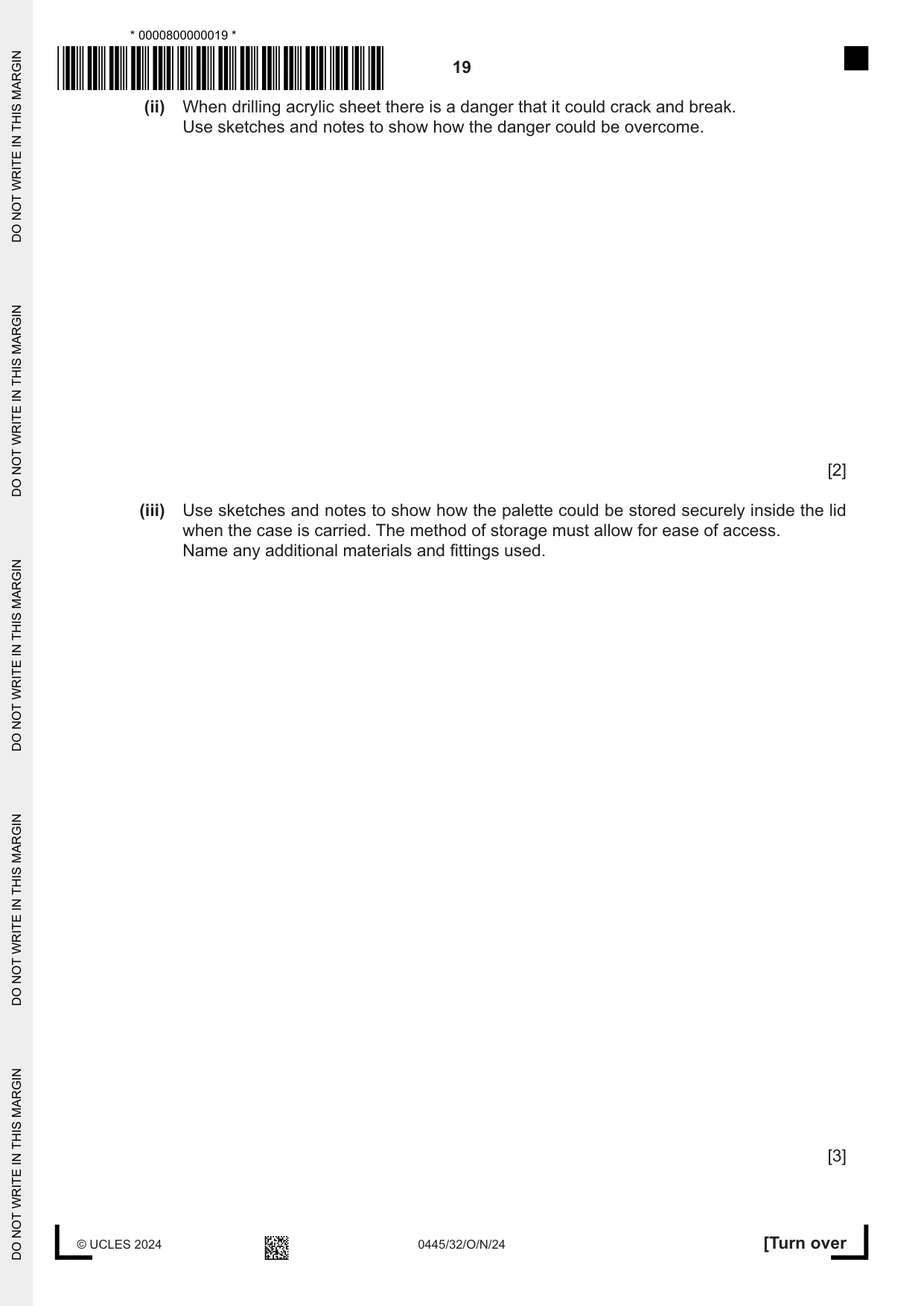 Cambridge IGCSE Design and Technology 0445 2024 Oct/Nov Paper 3 · Variant 2 question paper, page 19 of 24