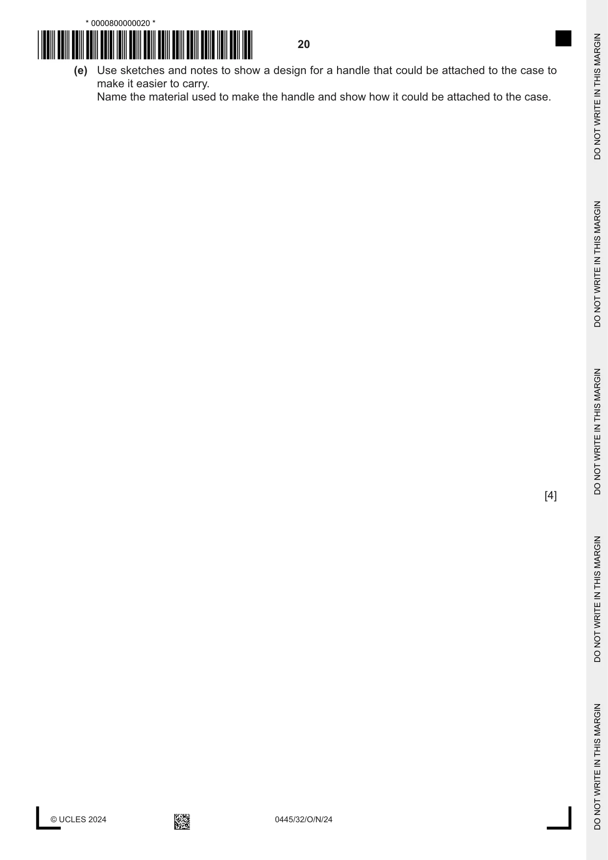 Cambridge IGCSE Design and Technology 0445 2024 Oct/Nov Paper 3 · Variant 2 question paper, page 20 of 24