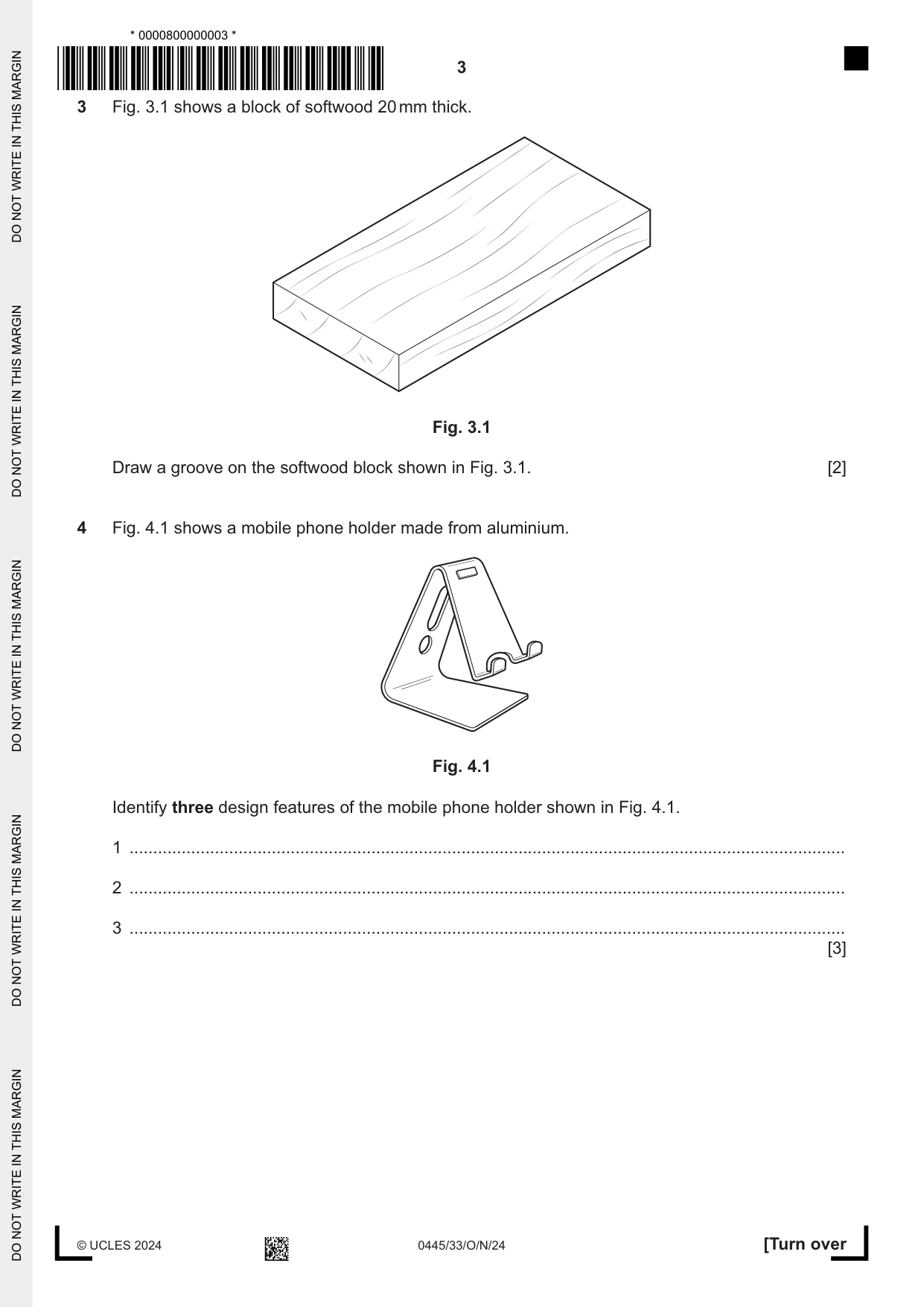 Cambridge IGCSE Design and Technology 0445 2024 Oct/Nov Paper 3 · Variant 3 question paper, page 3 of 24