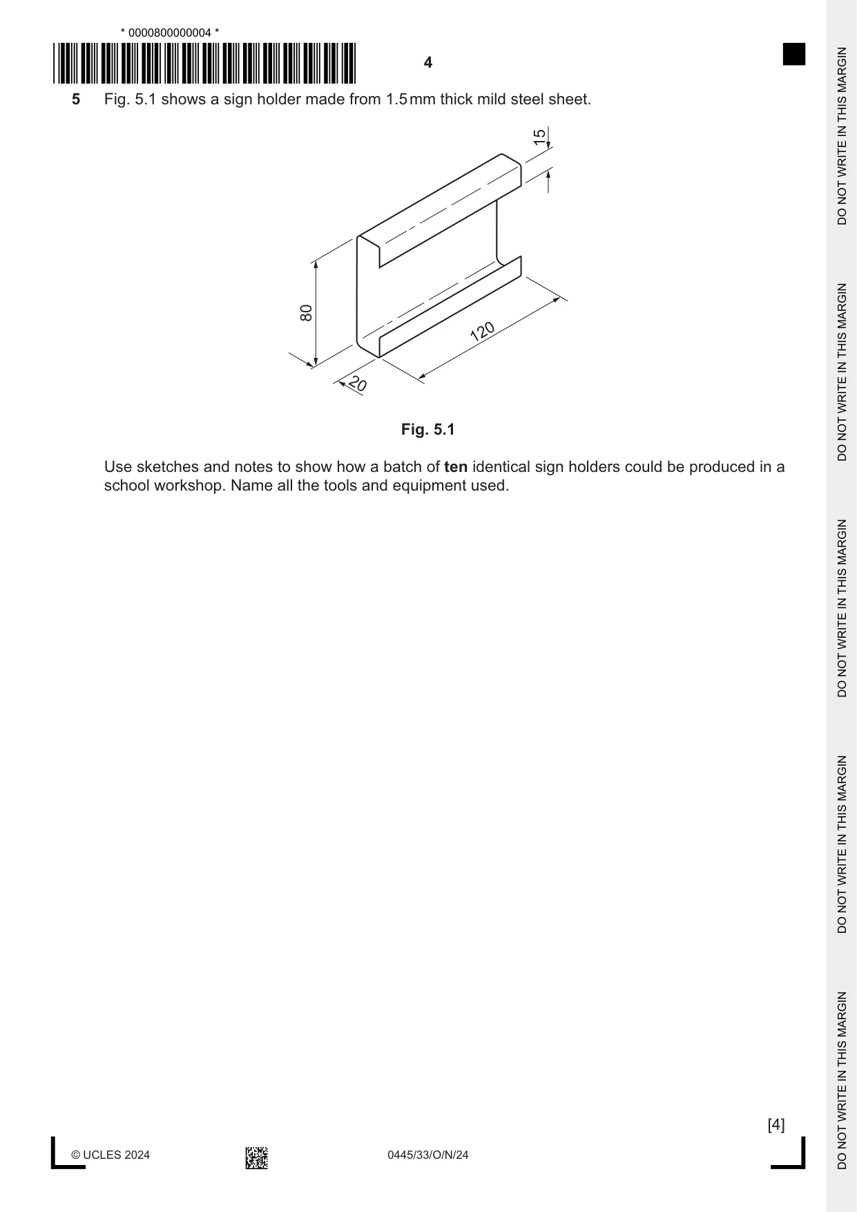 Cambridge IGCSE Design and Technology 0445 2024 Oct/Nov Paper 3 · Variant 3 question paper, page 4 of 24