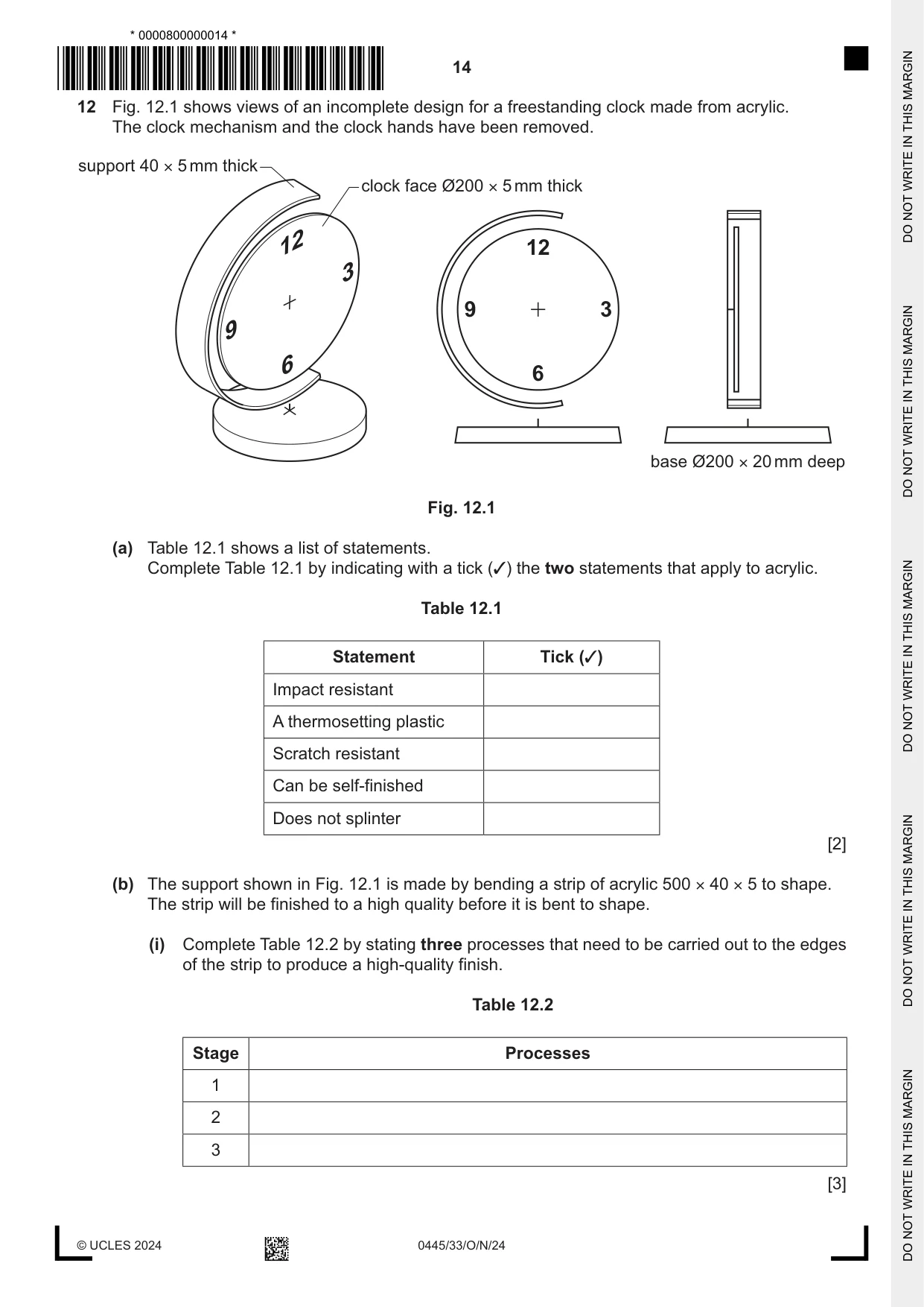 Cambridge IGCSE Design and Technology 0445 2024 Oct/Nov Paper 3 · Variant 3 question paper, page 14 of 24