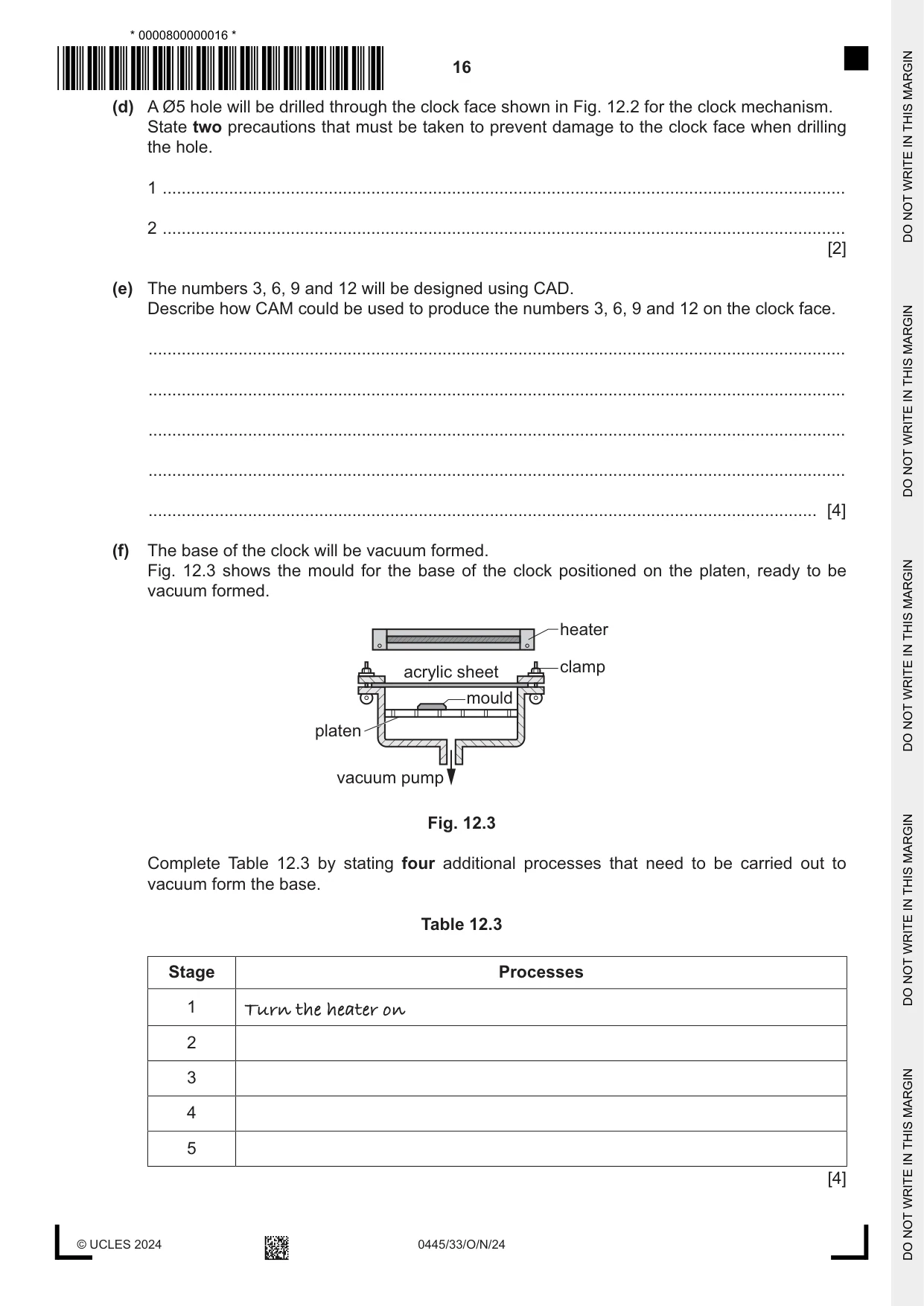 Cambridge IGCSE Design and Technology 0445 2024 Oct/Nov Paper 3 · Variant 3 question paper, page 16 of 24