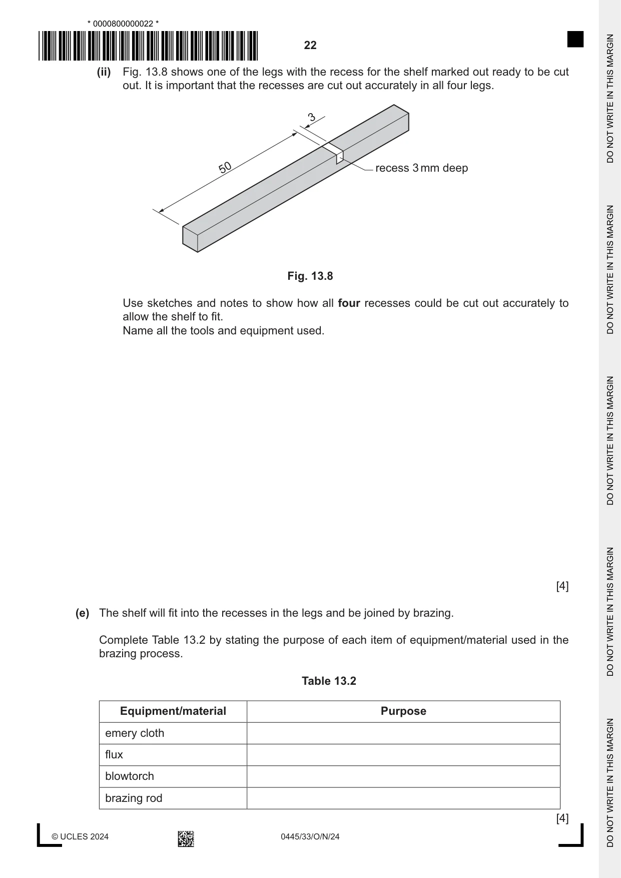 Cambridge IGCSE Design and Technology 0445 2024 Oct/Nov Paper 3 · Variant 3 question paper, page 22 of 24