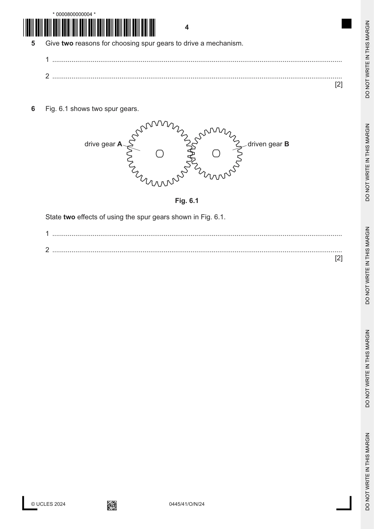 Cambridge IGCSE Design and Technology 0445 2024 Oct/Nov Paper 4 · Variant 1 question paper, page 4 of 20