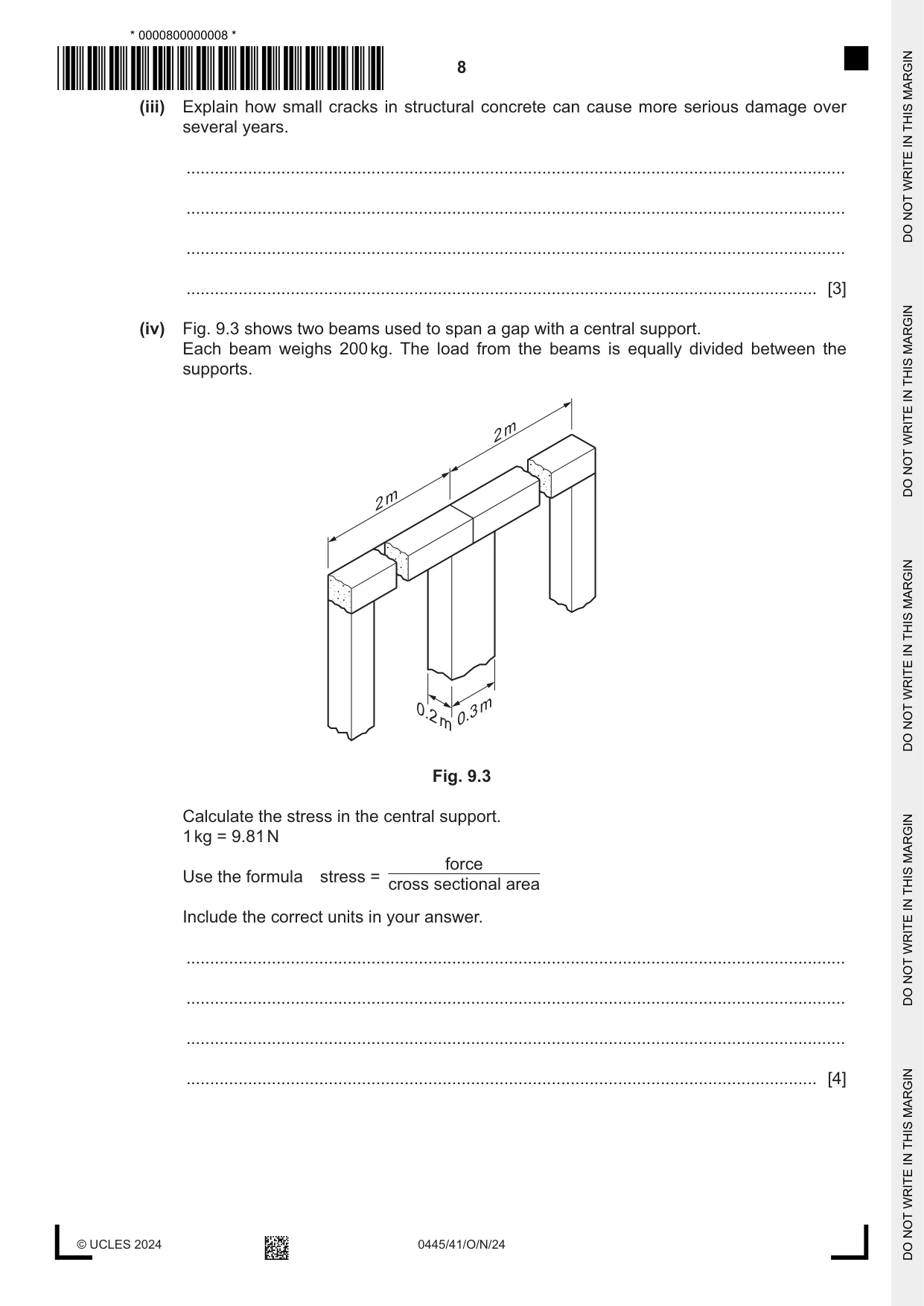 Cambridge IGCSE Design and Technology 0445 2024 Oct/Nov Paper 4 · Variant 1 question paper, page 8 of 20