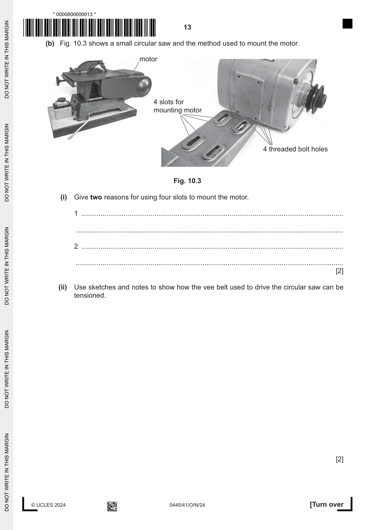 Cambridge IGCSE Design and Technology 0445 2024 Oct/Nov Paper 4 · Variant 1 question paper, page 13 of 20