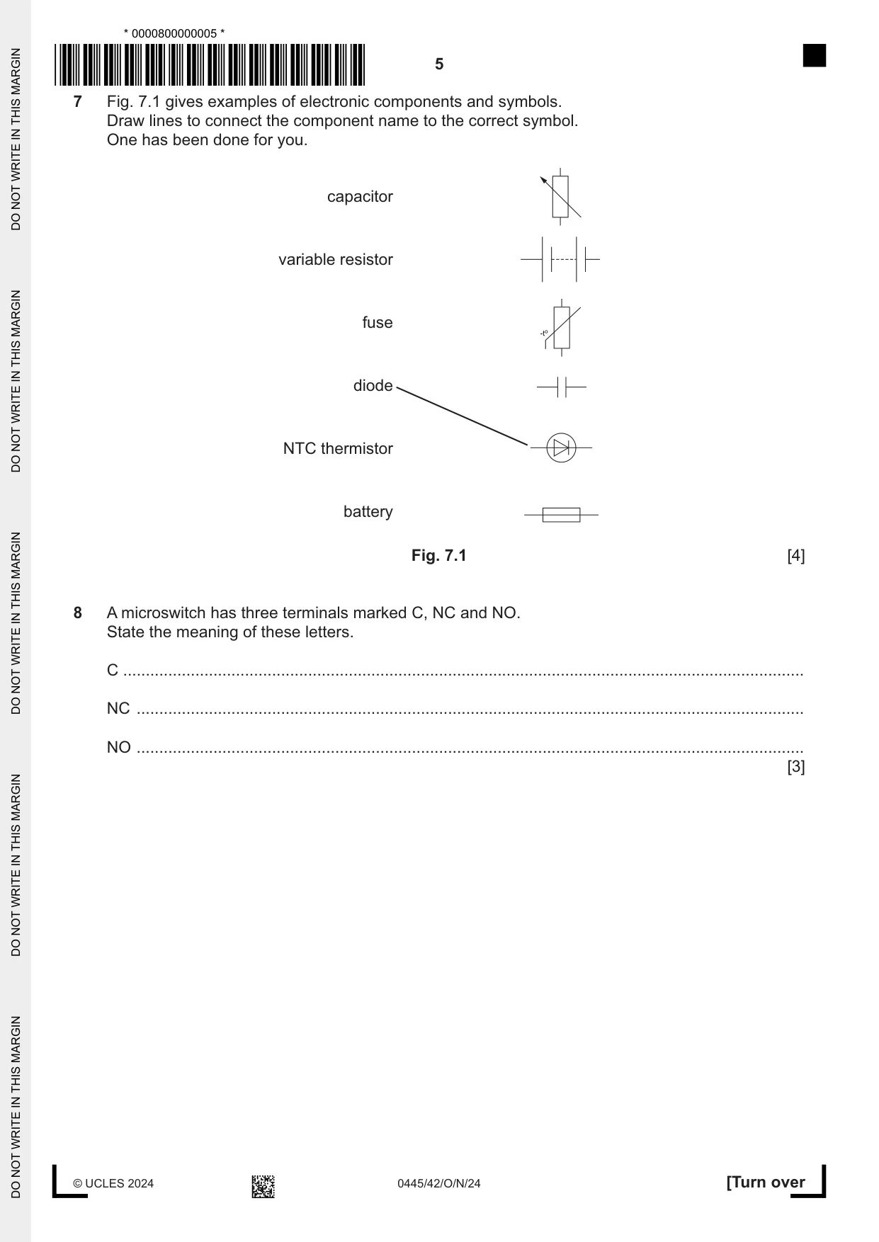 Cambridge IGCSE Design and Technology 0445 2024 Oct/Nov Paper 4 · Variant 2 question paper, page 5 of 20