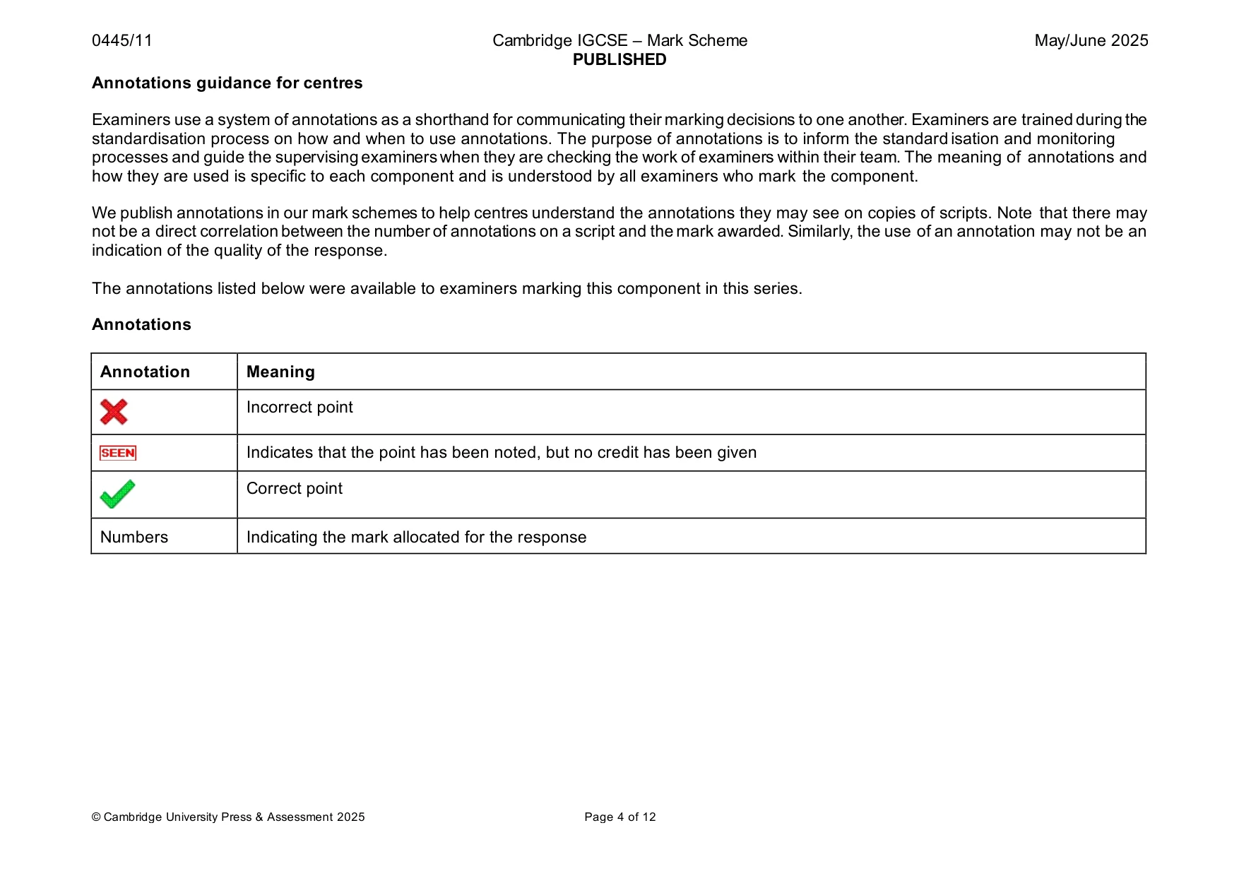 Mark scheme, page 4 of 12