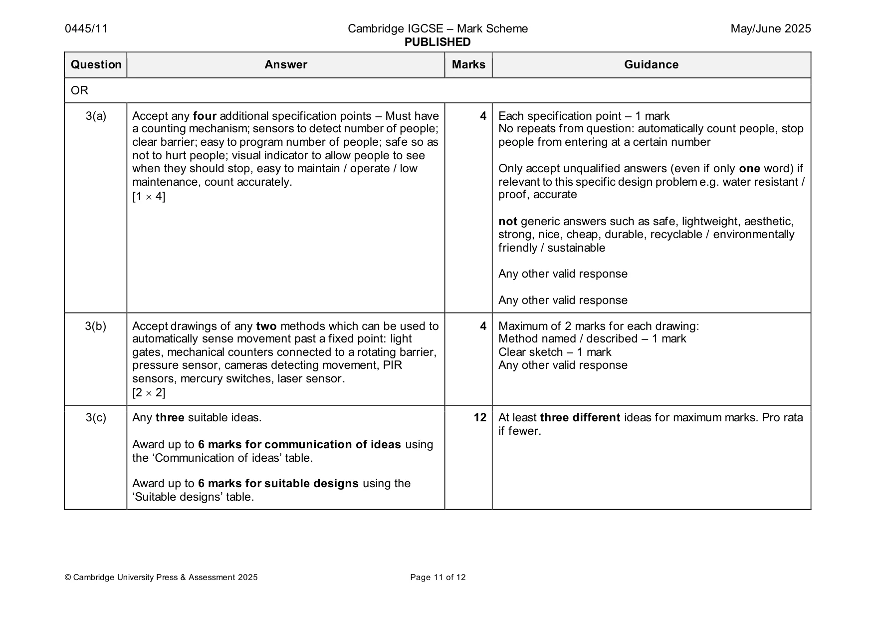Mark scheme, page 11 of 12